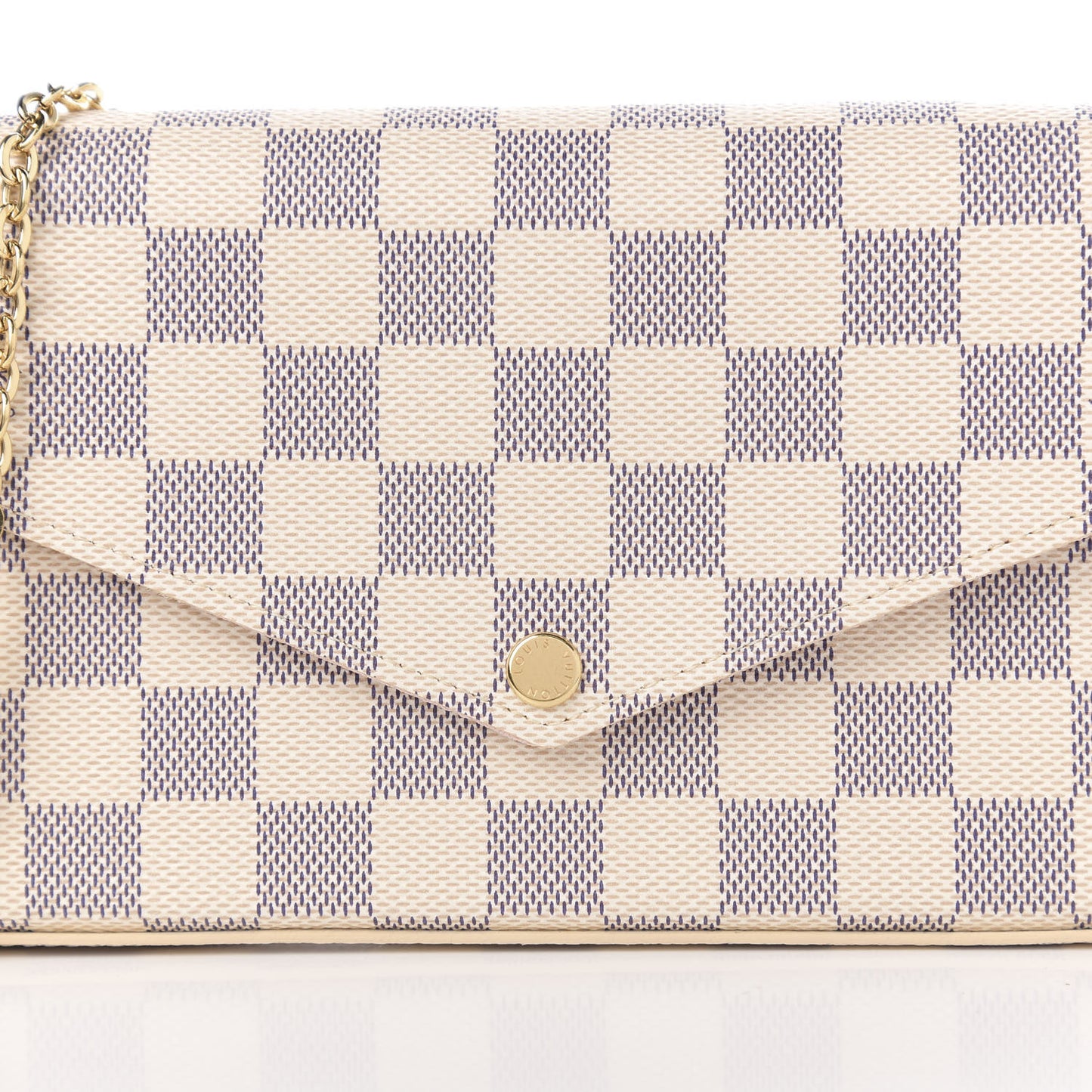 Damier Azur Pochette Felicie Chain Wallet Rose Ballerine