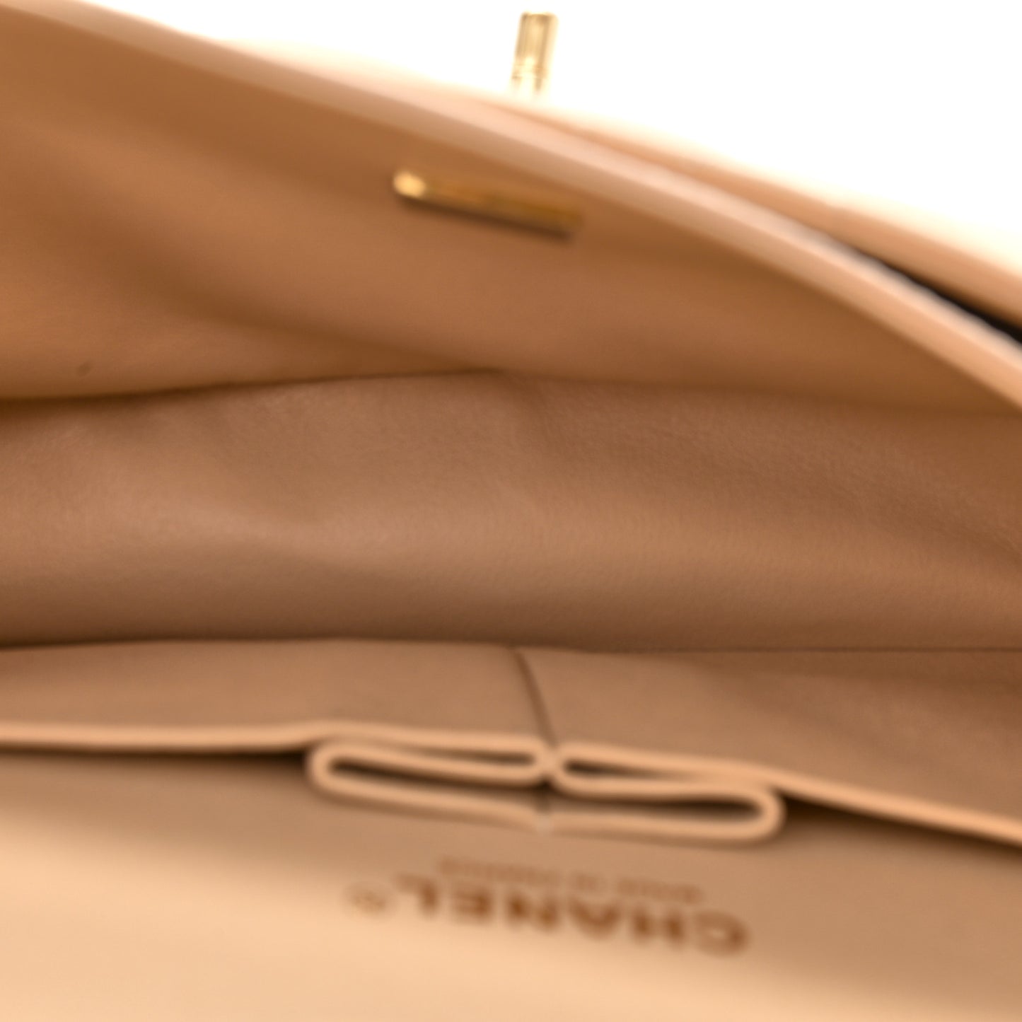 Lambskin Quilted Medium Double Flap Beige