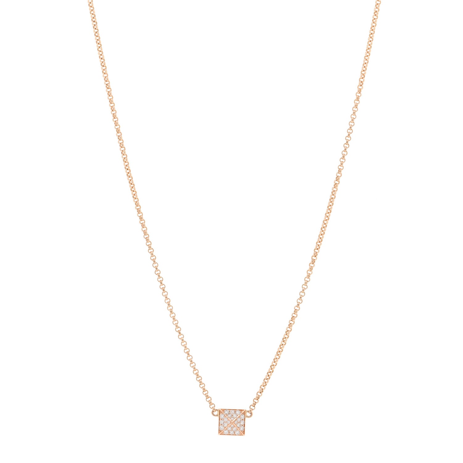 Hermes 18K Rose Gold Diamond Clou d'H Pendant Necklace 1 of 4