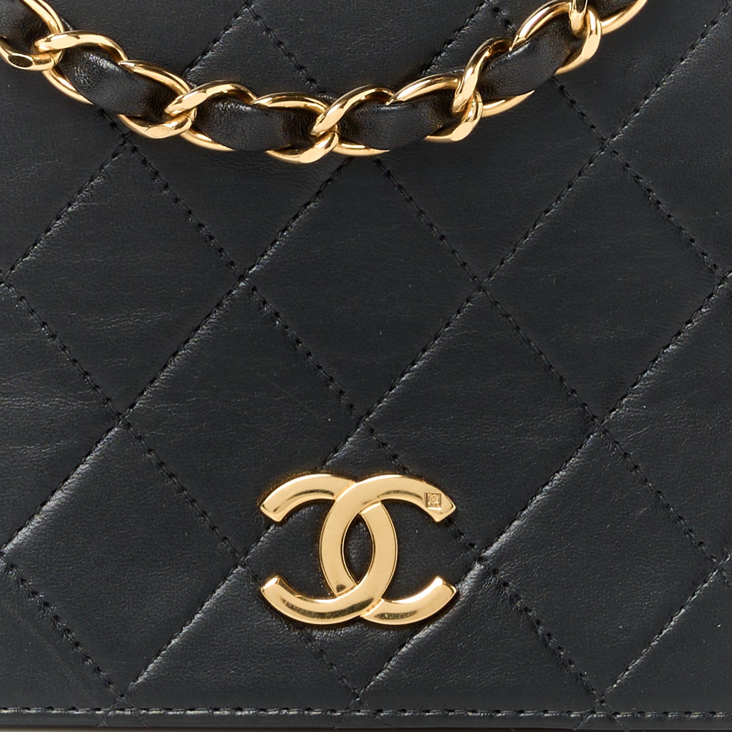 Lambskin Quilted Small Single Flap Black