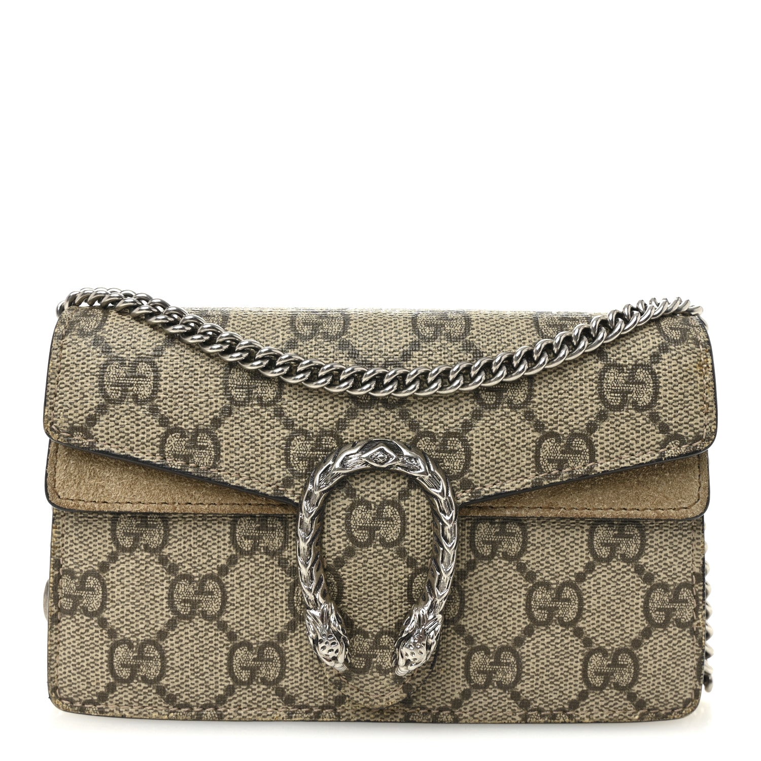 Gucci GG Supreme Monogram Super Mini Dionysus Shoulder Bag Taupe
