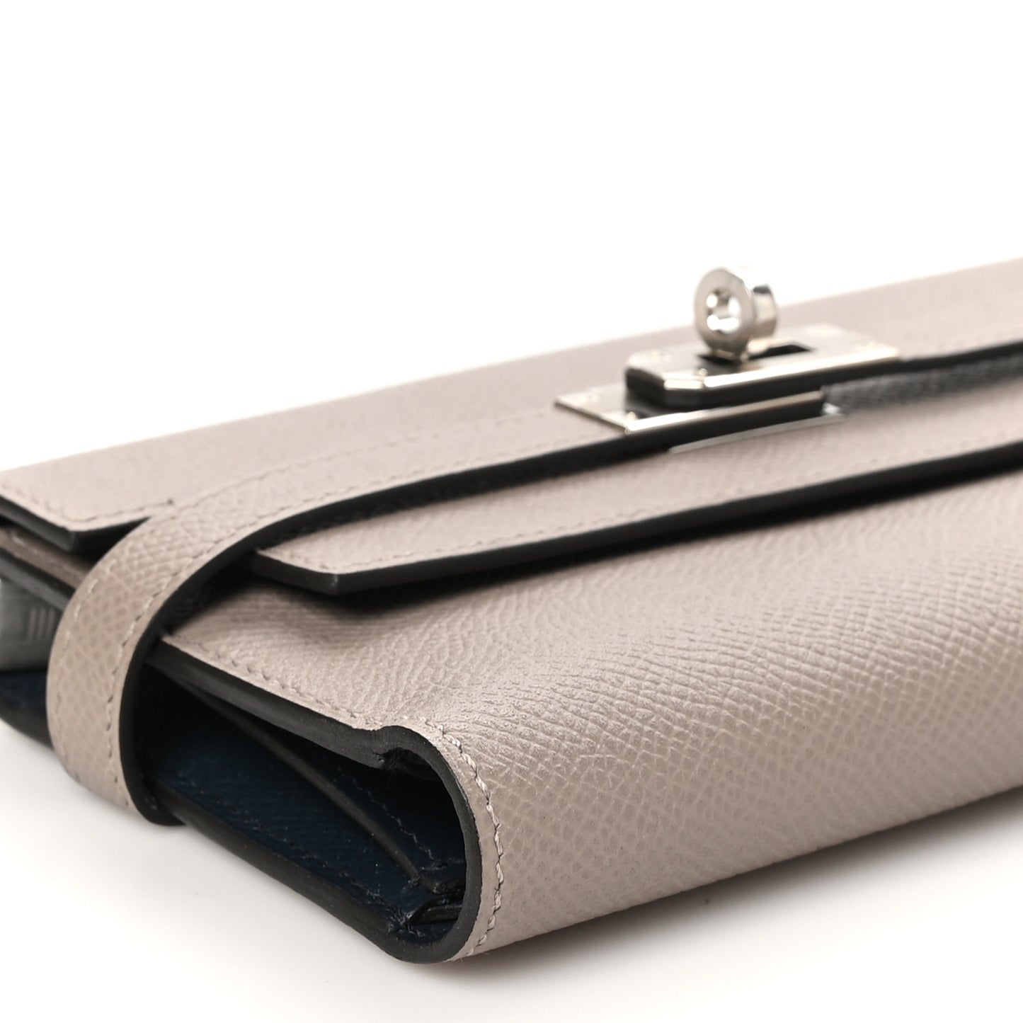 Epsom Verso Medium Kelly Wallet Gris Asphalt Bleu Indigo