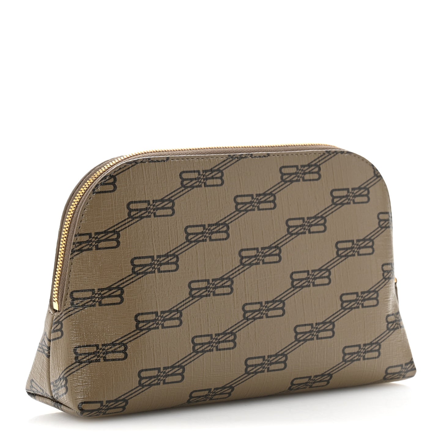 Coated Canvas BB Monogram Signature Toiletry Pouch Beige Brown