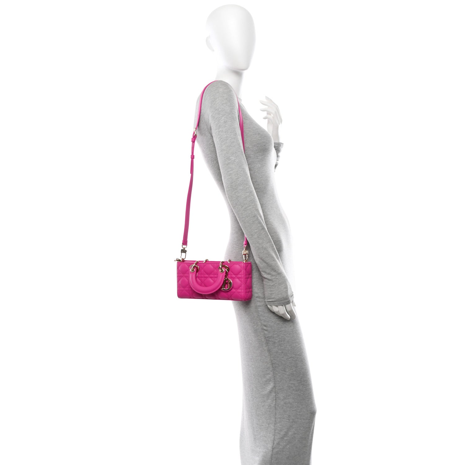 Christian Dior Lambskin Cannage Small Lady D-Joy Fuchsia 2 of 10