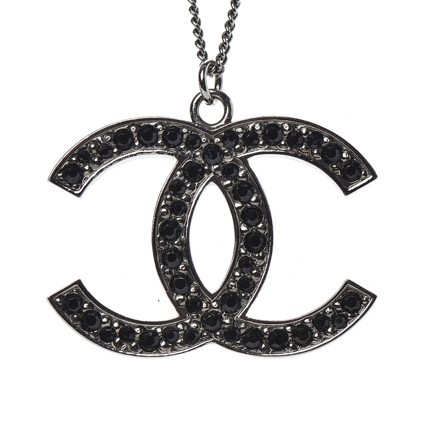 Ruthenium Crystal CC Necklace Black