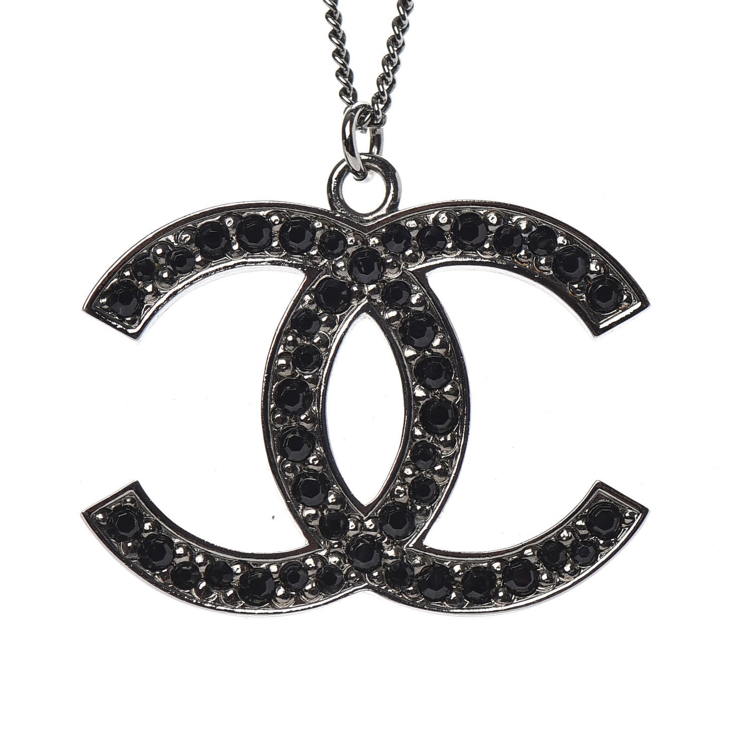 Chanel Ruthenium Crystal CC Necklace Black 4 of 5
