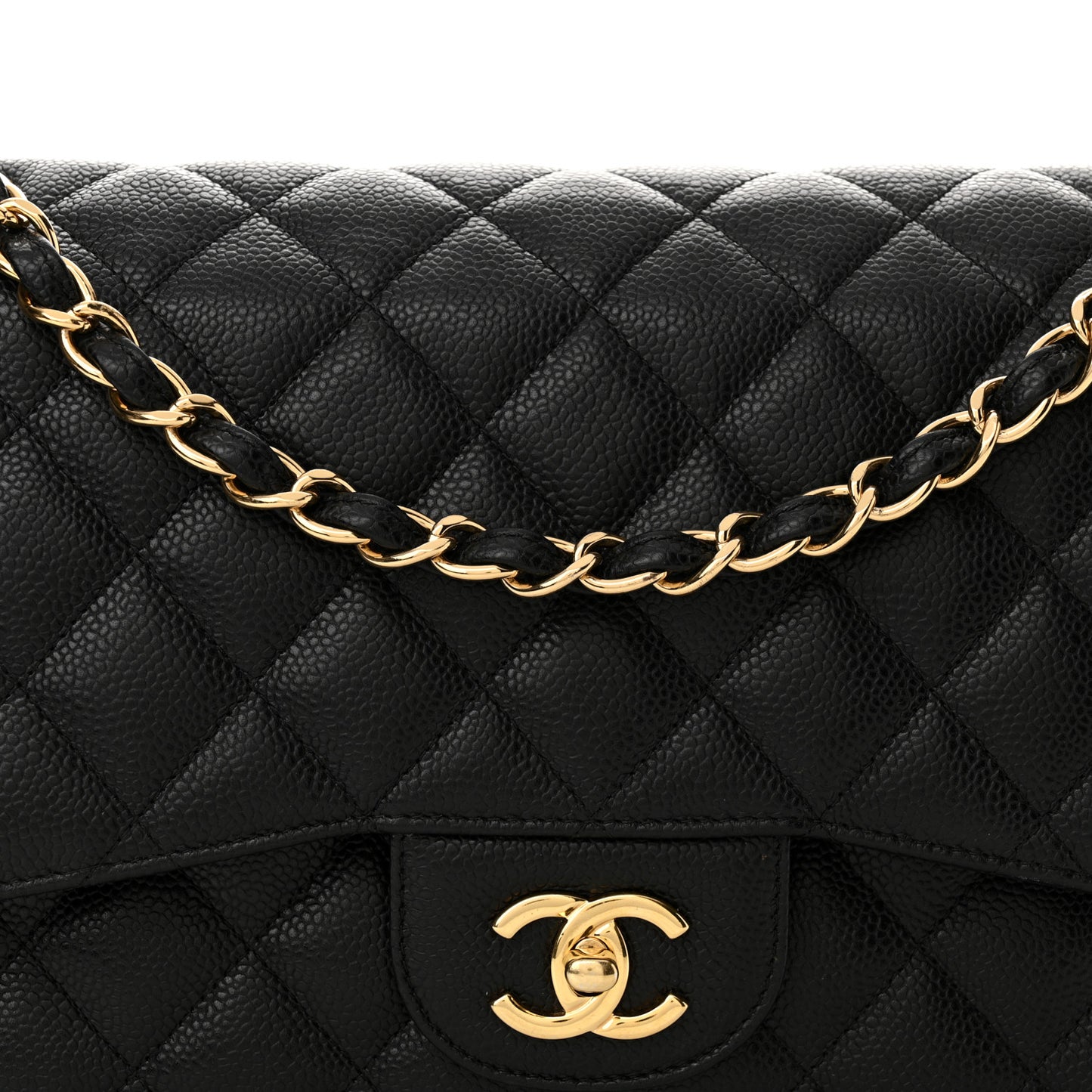 Caviar Quilted Jumbo Double Flap Black