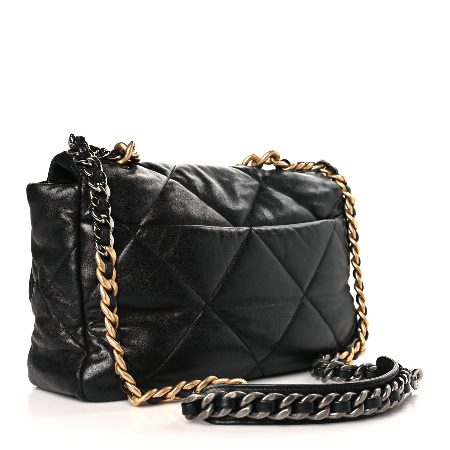 Lambskin Quilted Large Chanel 19 Flap Black