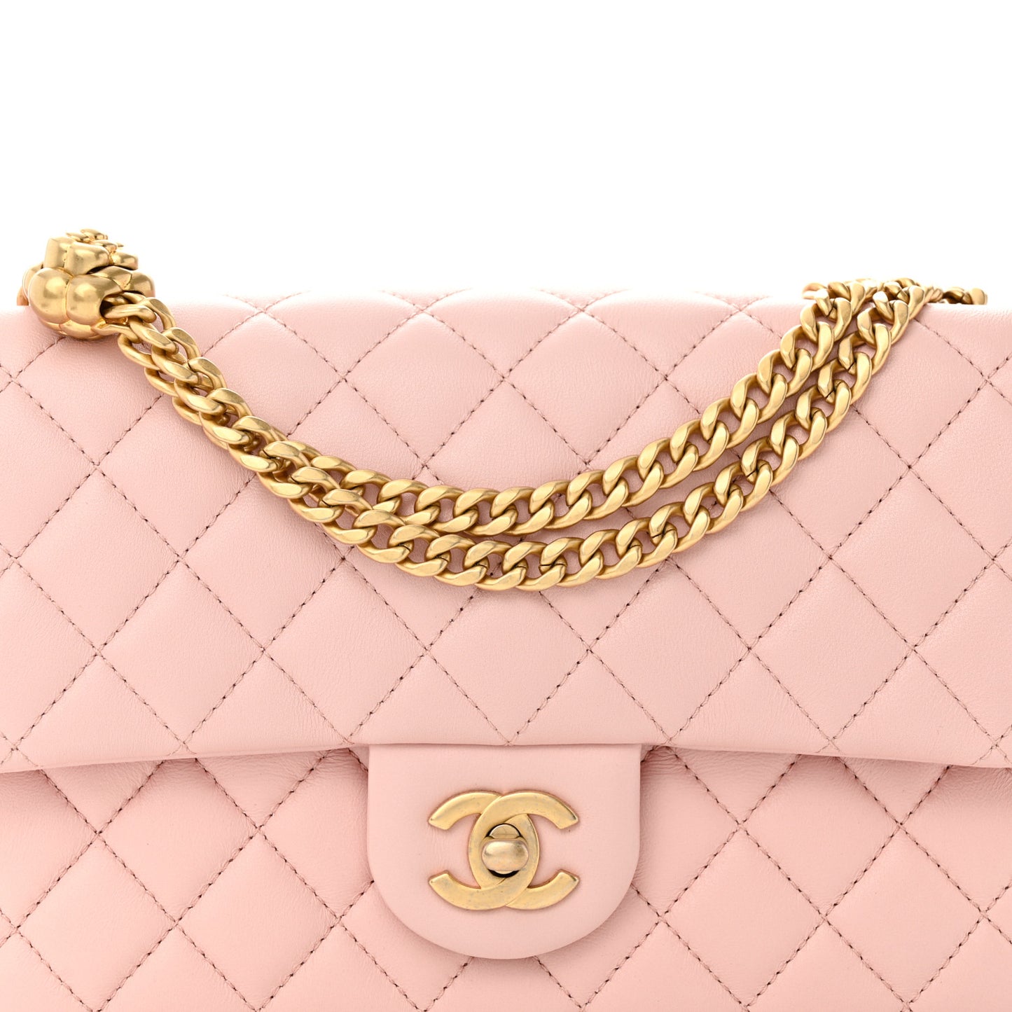Lambskin Quilted Small Sweet Camellia Flap Light Pink
