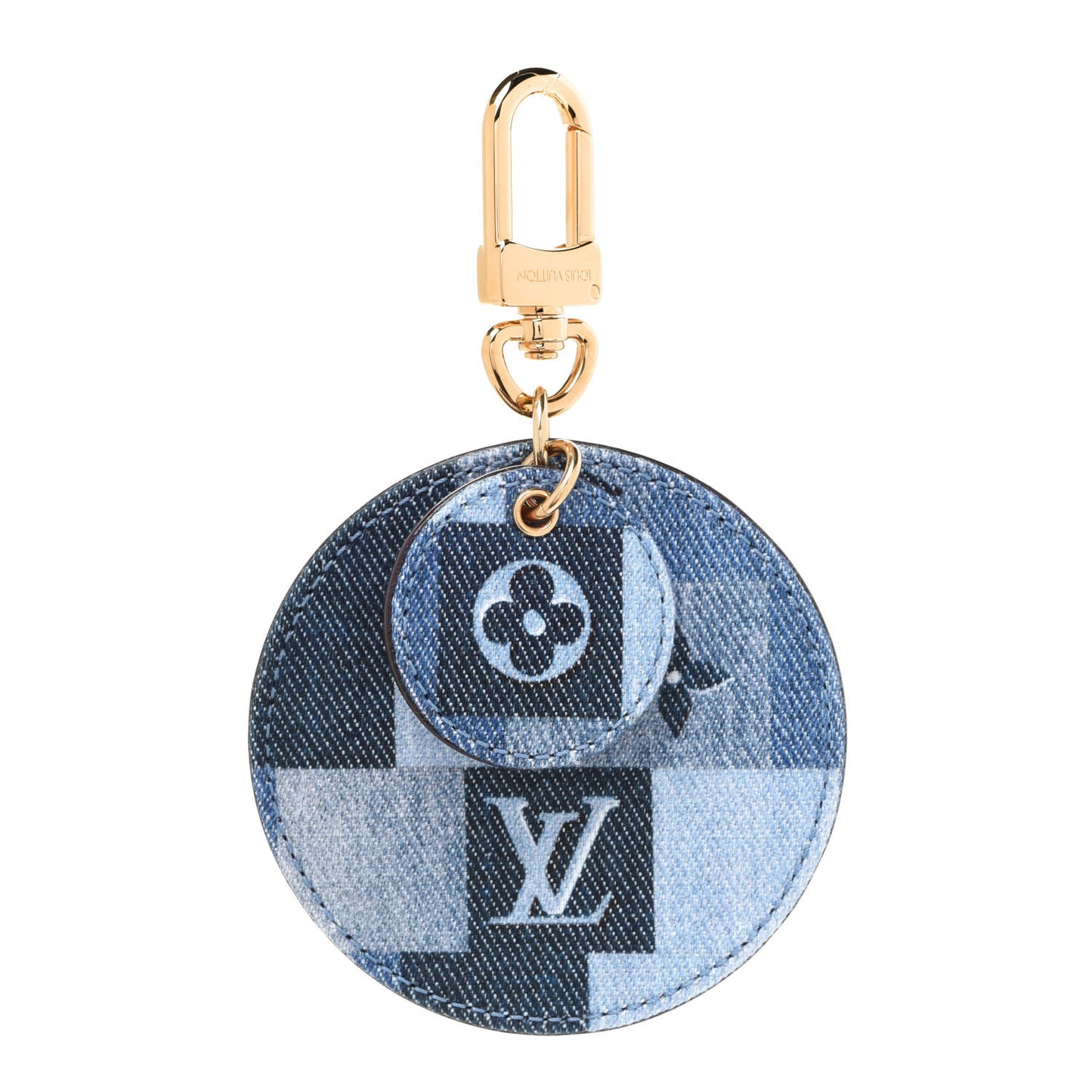 Denim Damier Monogram Patchwork Bag Charm Key Holder