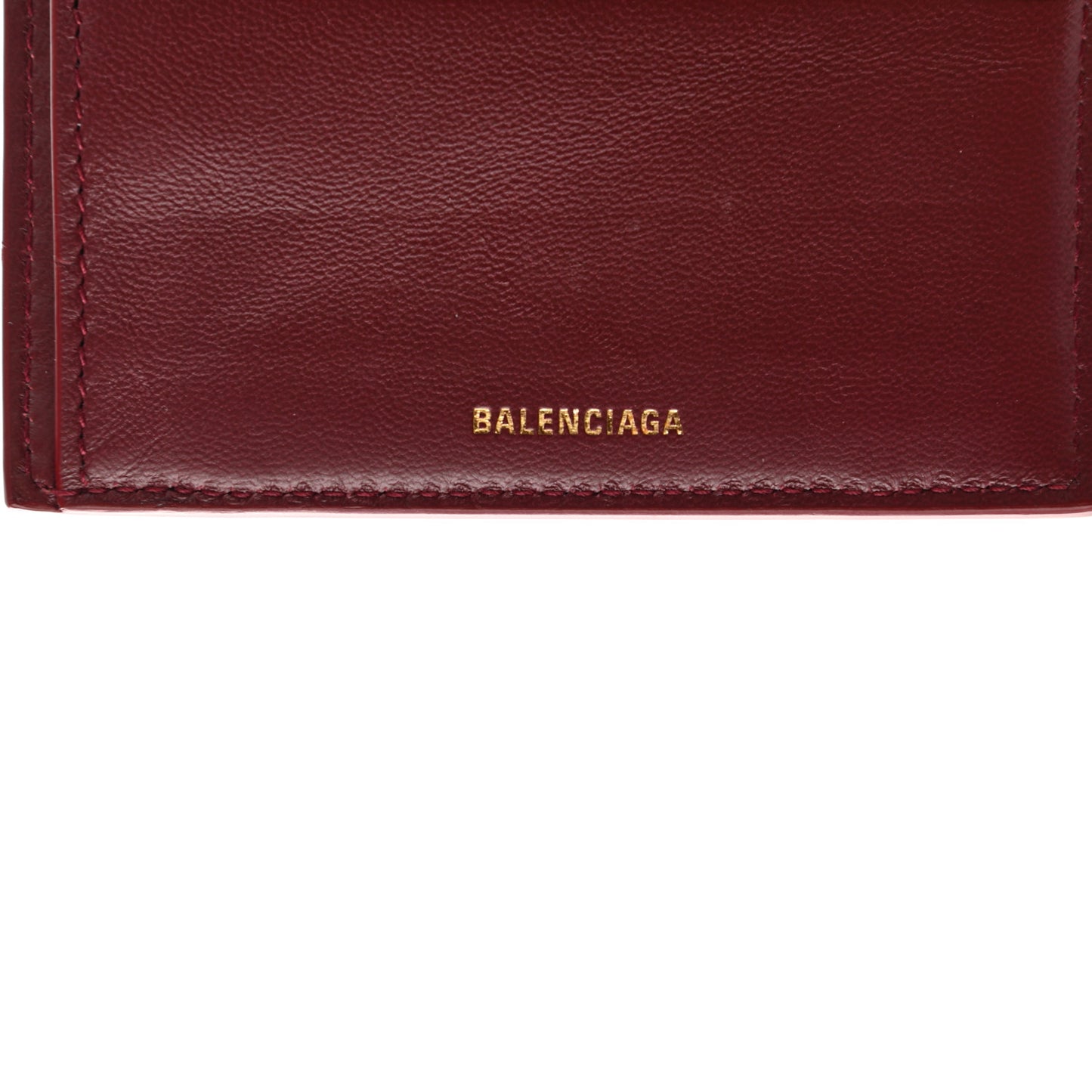 Shiny Calfskin Crocodile Embossed Hourglass Compact Wallet Dark Red