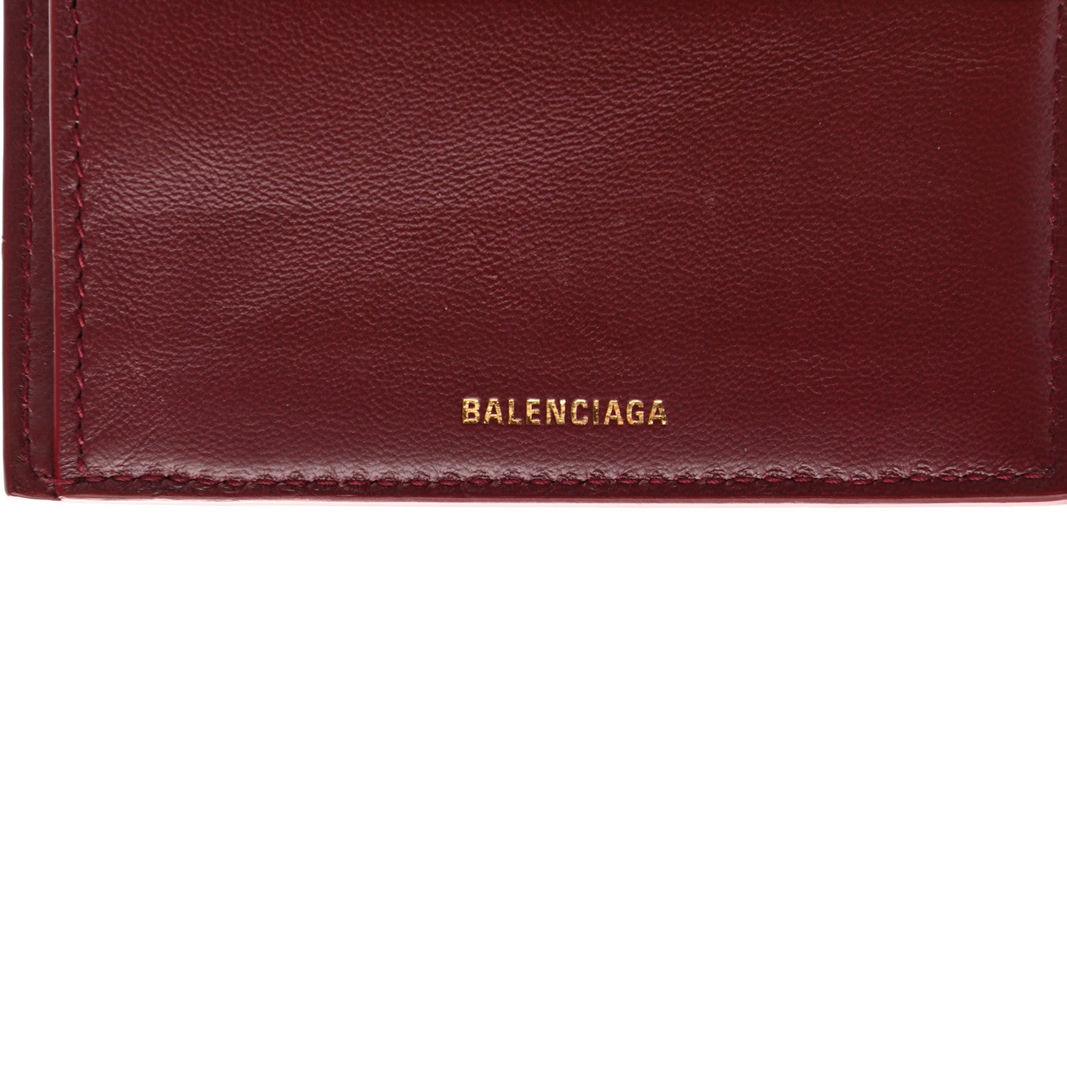 Balenciaga Shiny Calfskin Crocodile Embossed Hourglass Compact Wallet Dark Red 6 of 7