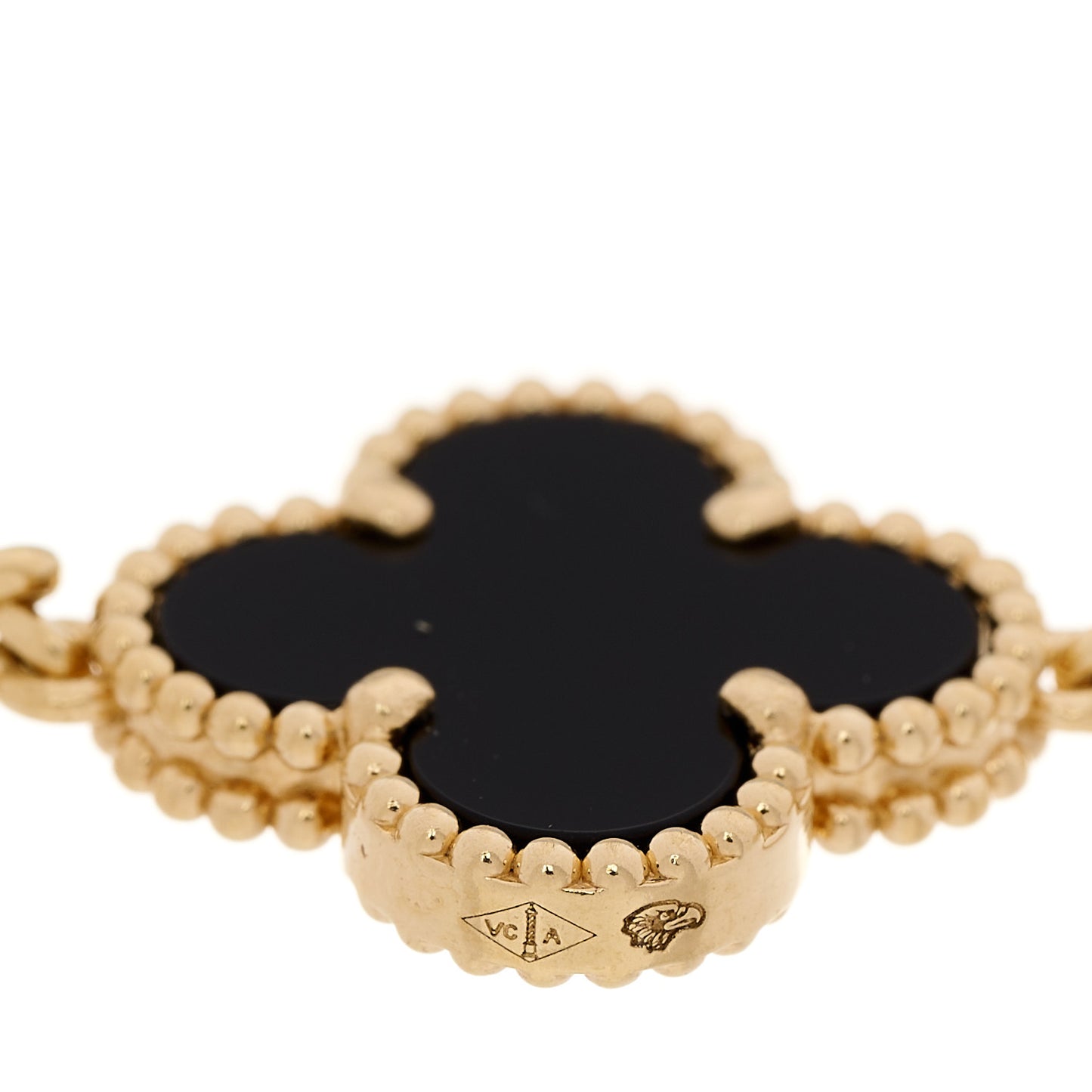 18K Yellow Gold Black Onyx 5 Motifs Vintage Alhambra Bracelet