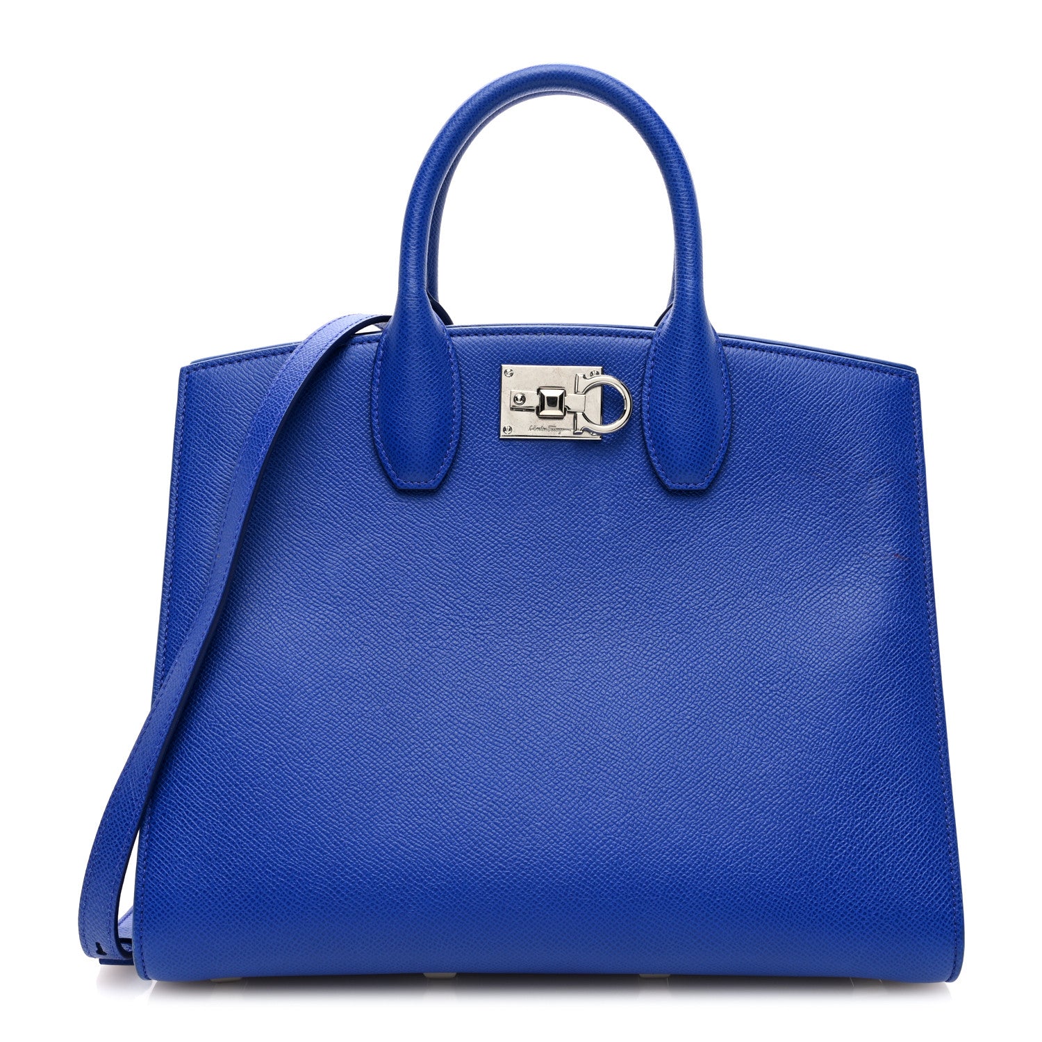 Salvatore Ferragamo Hammered Calfskin Medium The Studio Box Bag