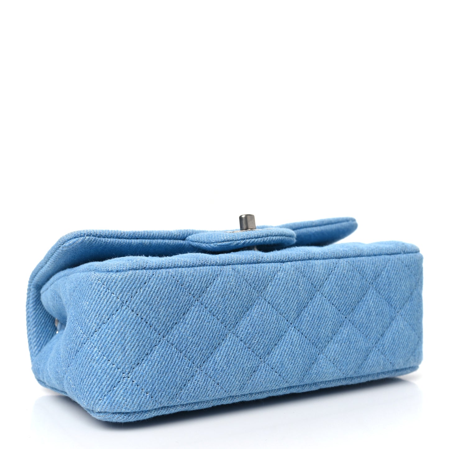 Denim Quilted Mini Rectangular Flap Blue
