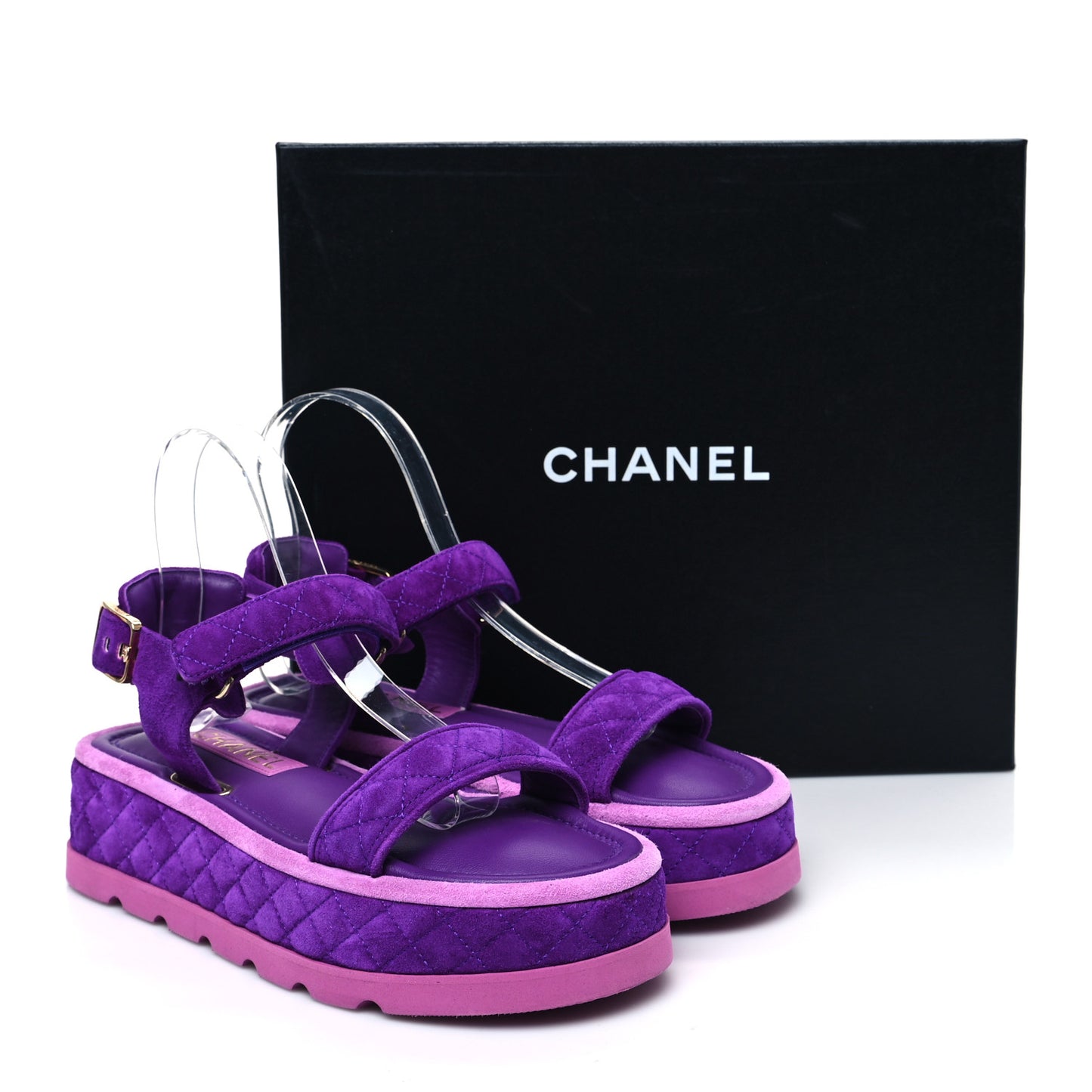 Suede Quilted Platform Sandals 38 Purple Light Purple
