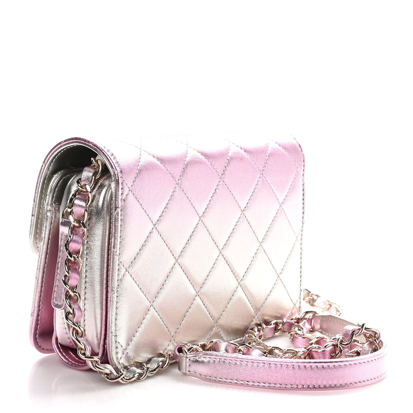 Metallic Lambskin Like A Wallet Flap Golden Pink