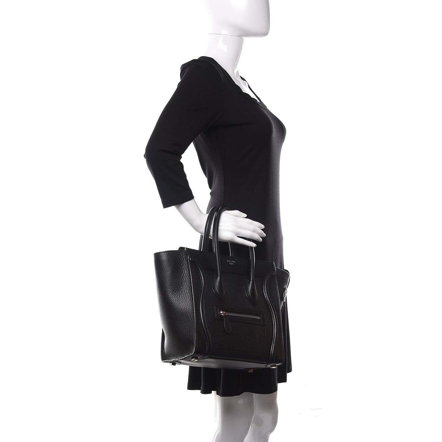 Celine Drummed Calfskin Micro Luggage Black 2 of 12