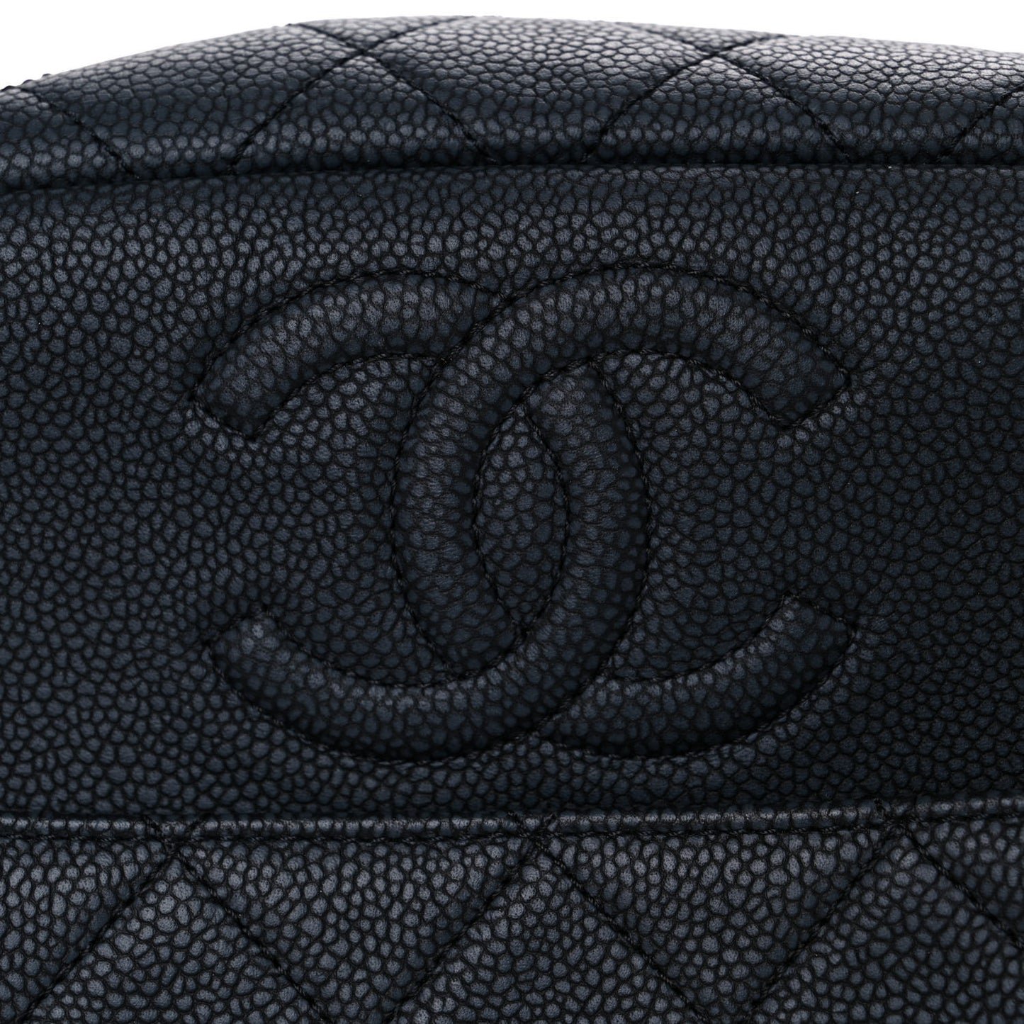 Caviar Quilted Large Coco Tassel Camera Case Black