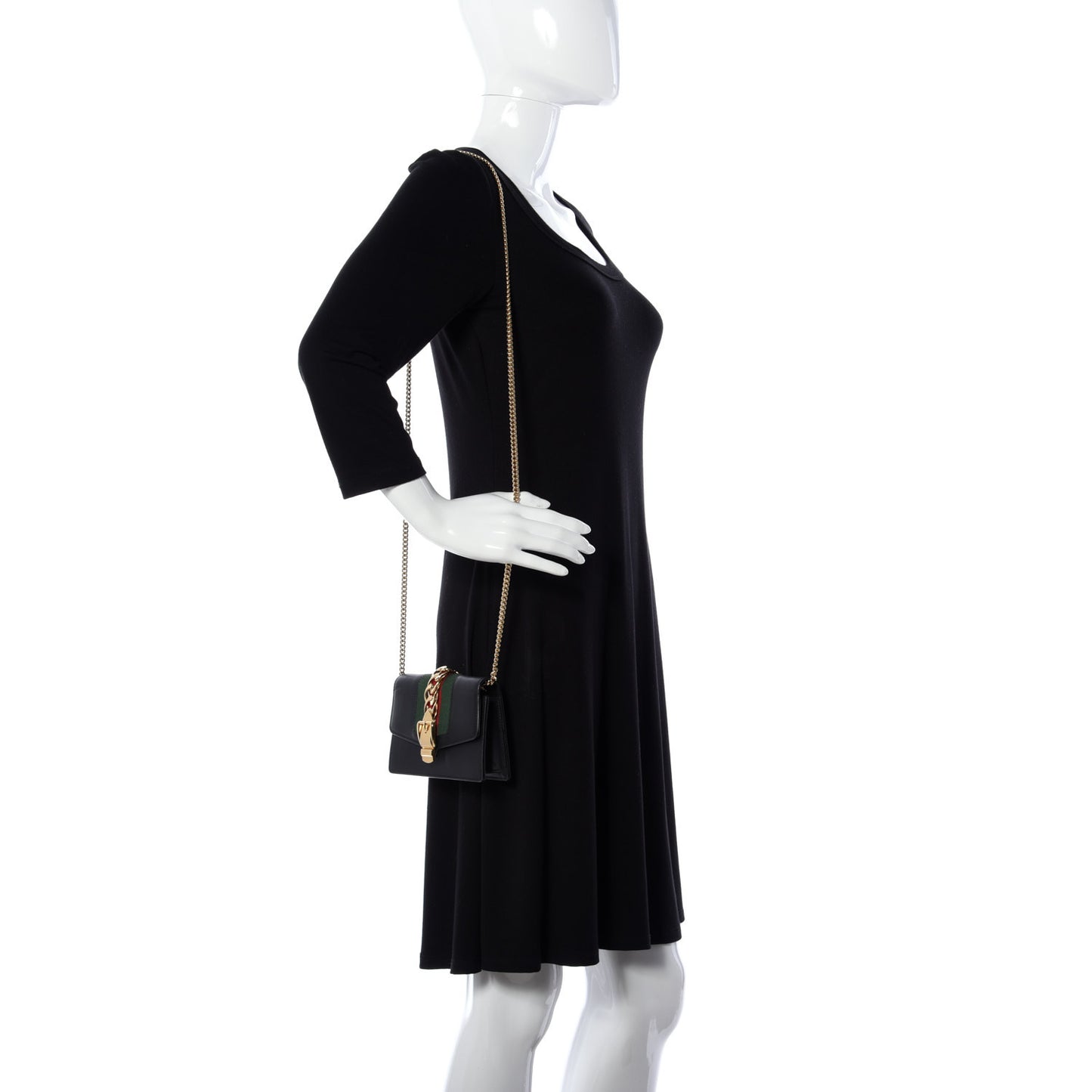 Calfskin Super Mini Sylvie Chain Shoulder Bag Black