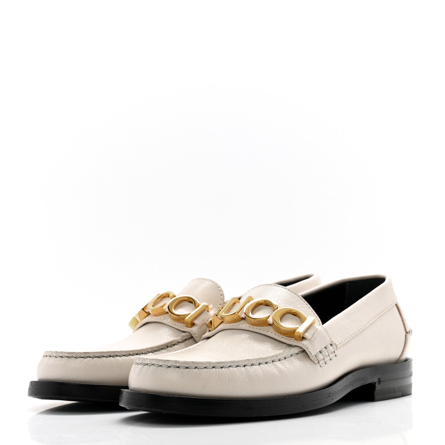 Goatskin Womens Logo 15mm Loafers 35.5 Mystic White