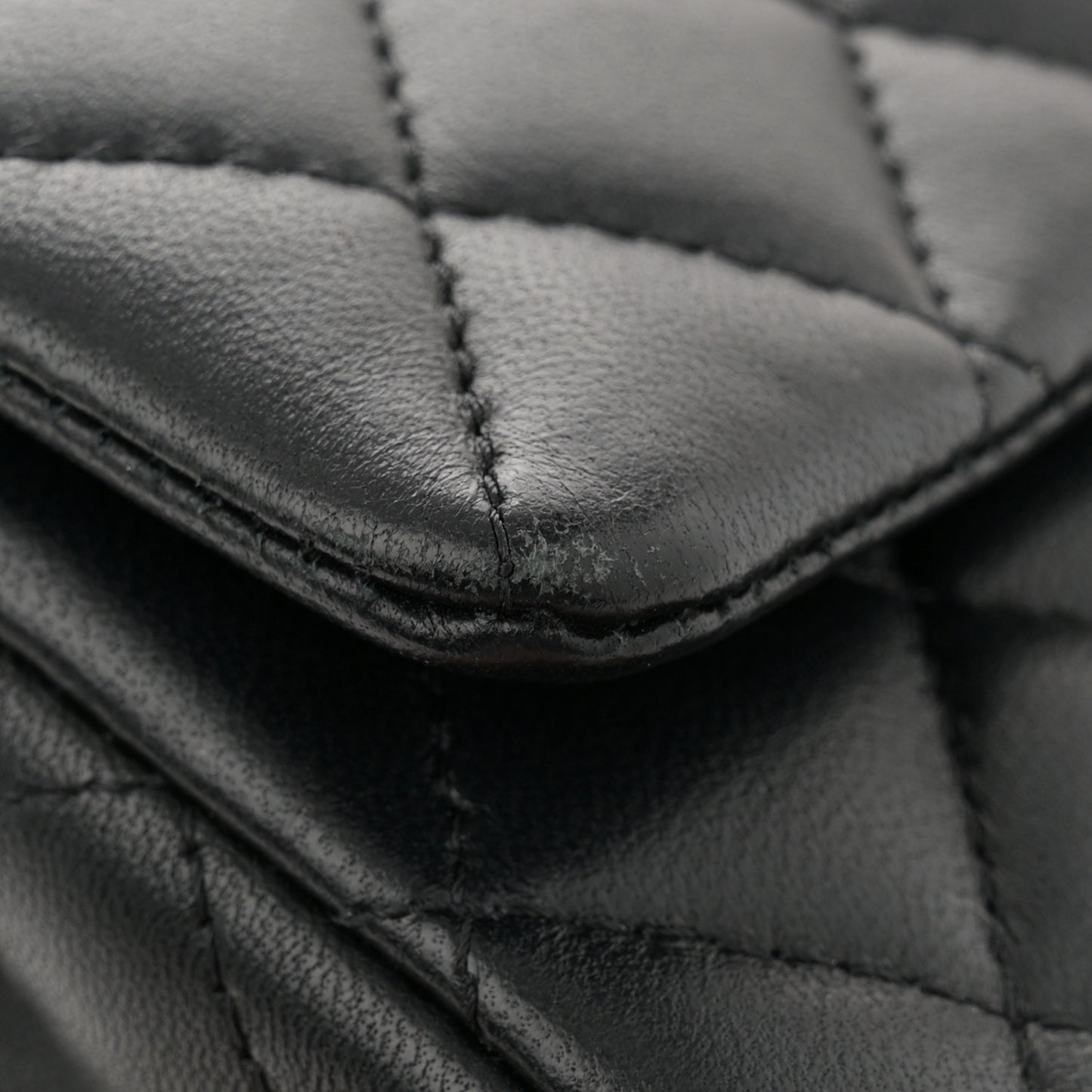 Lambskin Quilted Mini Top Handle Rectangular Flap Black