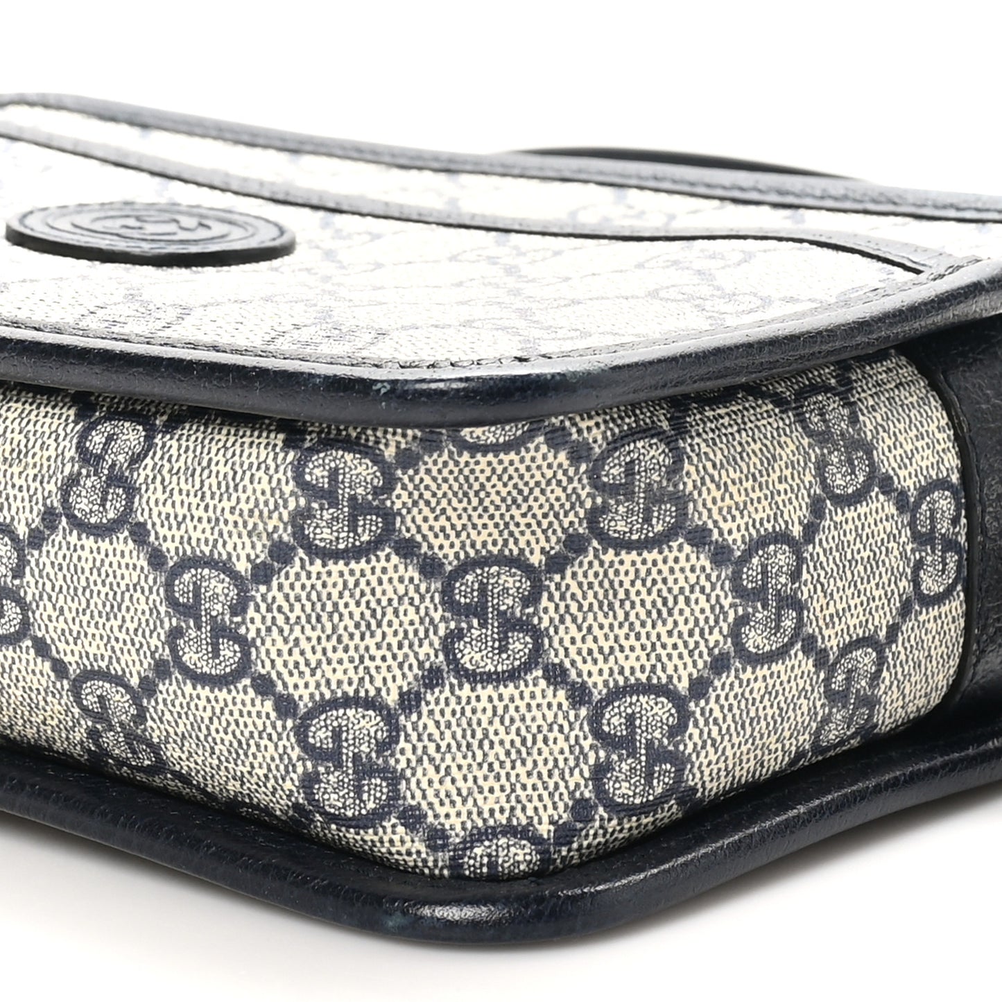 GG Supreme Monogram Textured Dollar Calfskin Mini Retro Interlocking G Shoulder Bag Beige Blue