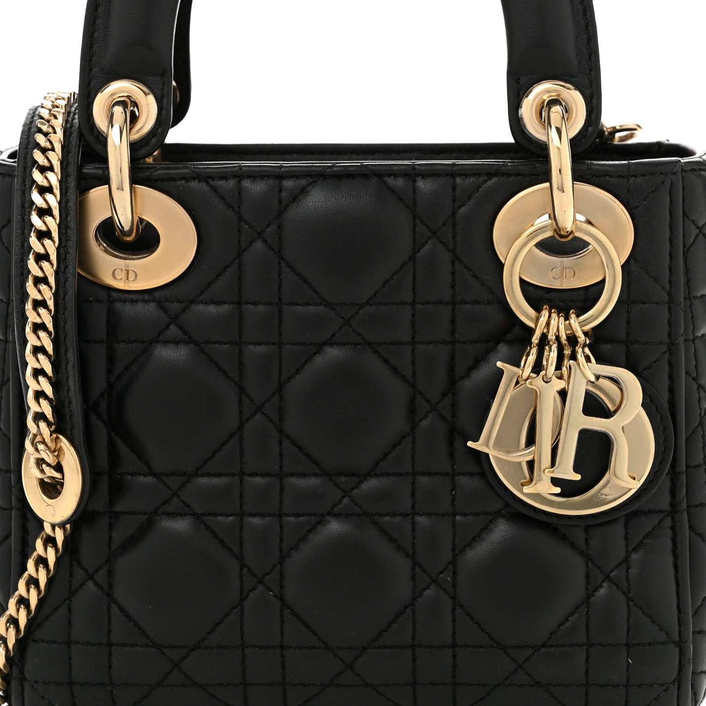Lambskin Cannage Mini Lady Dior Black