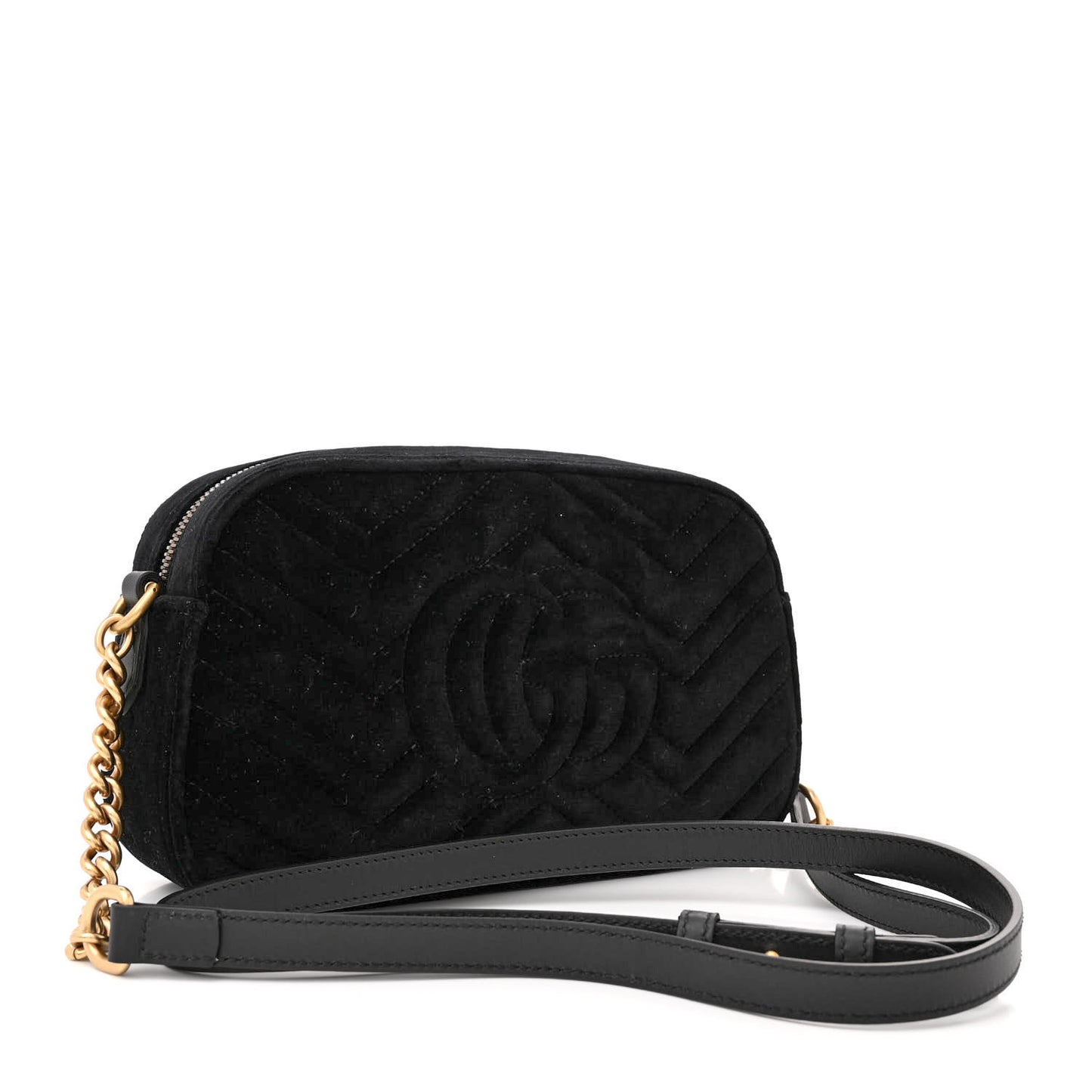 Velvet Matelasse Small GG Marmont Chain Shoulder Bag Black