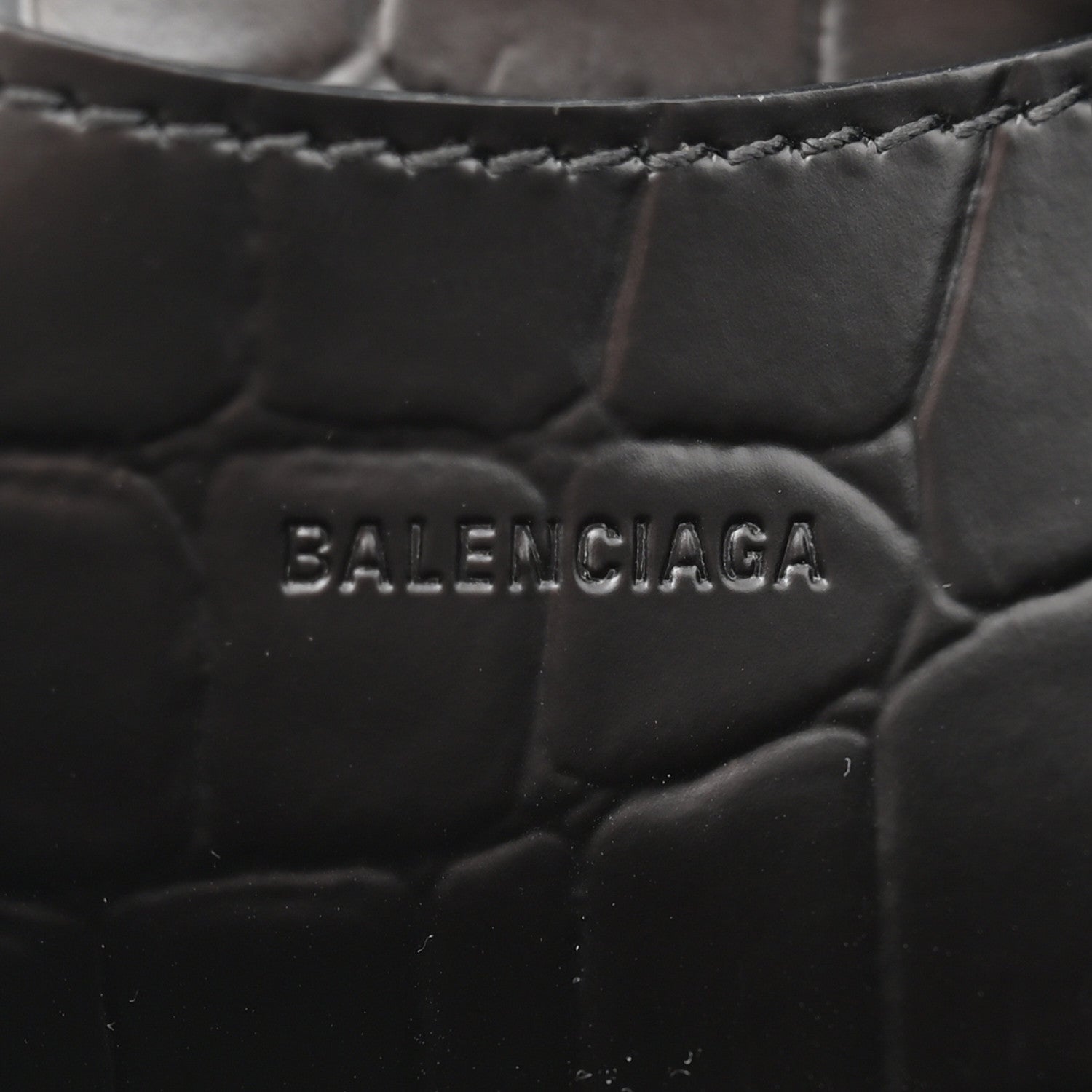 Balenciaga Semi Shiny Calfskin Crocodile Embossed Neo Classic Black Hardware Mini City Black 6 of 11
