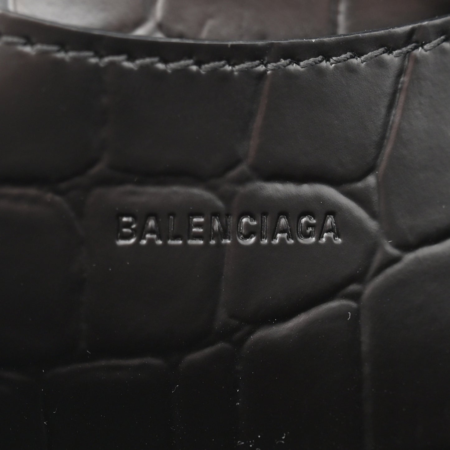 Semi Shiny Calfskin Crocodile Embossed Neo Classic Black Hardware Mini City Black