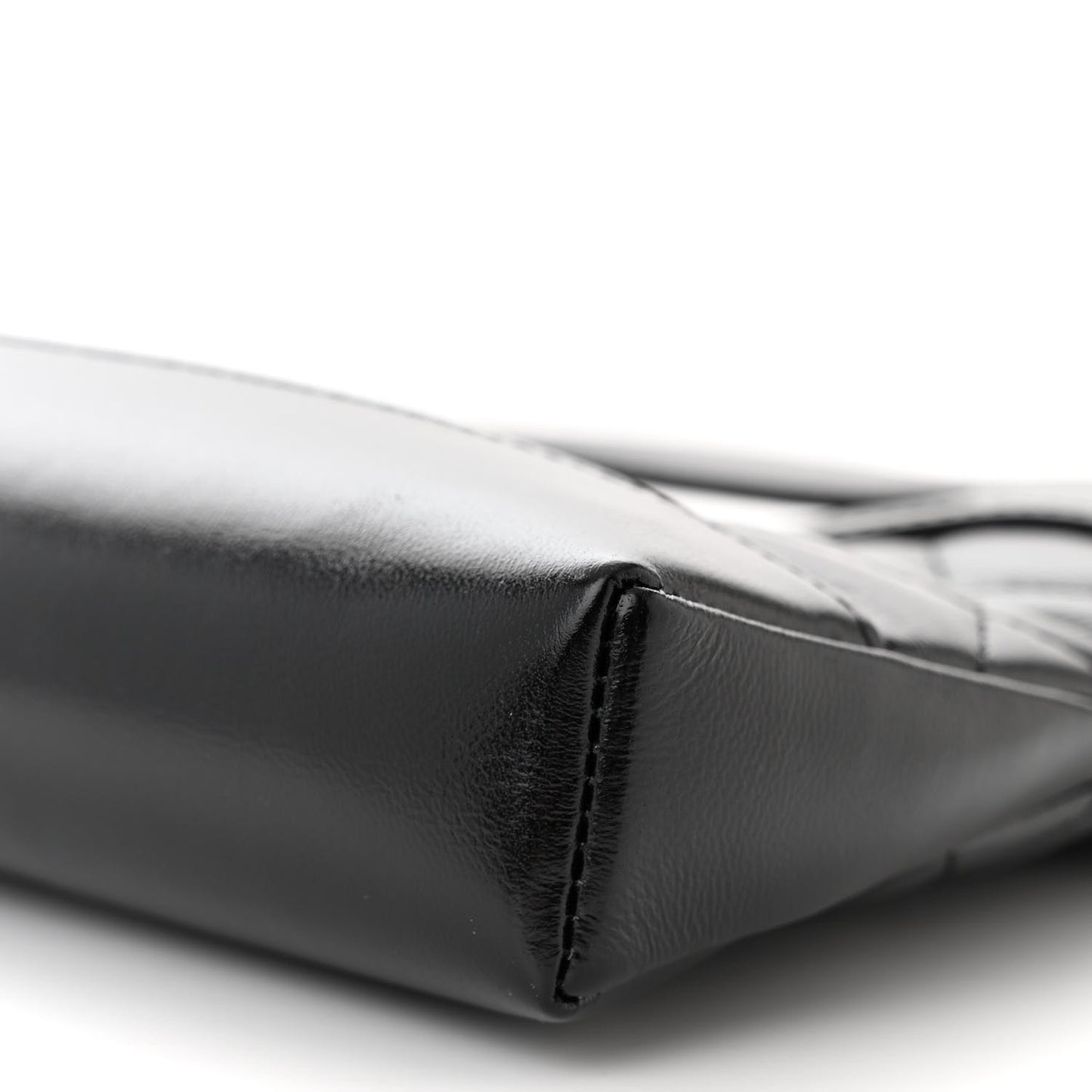 Shiny Crumpled Calfskin Quilted Nano 31 Shopping Bag Black