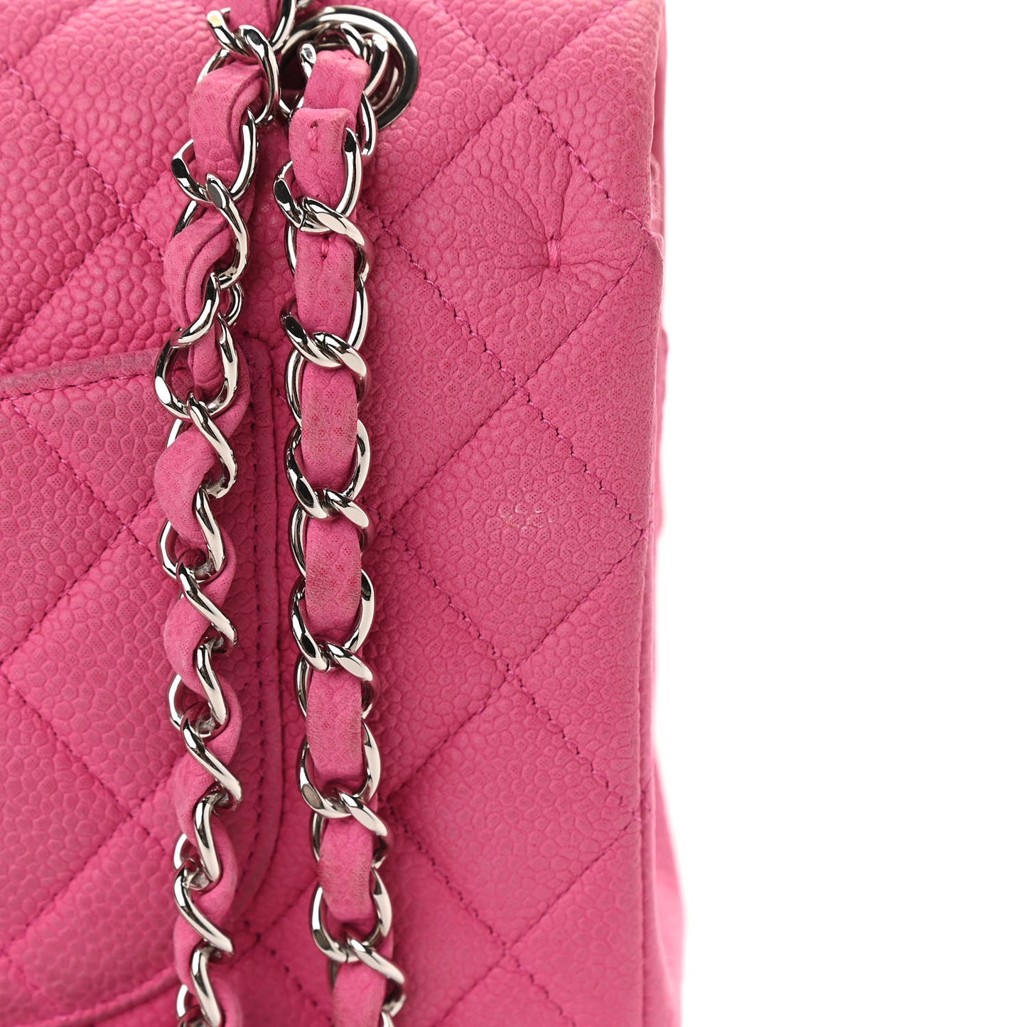 Iridescent Caviar Quilted Medium Double Flap Pink