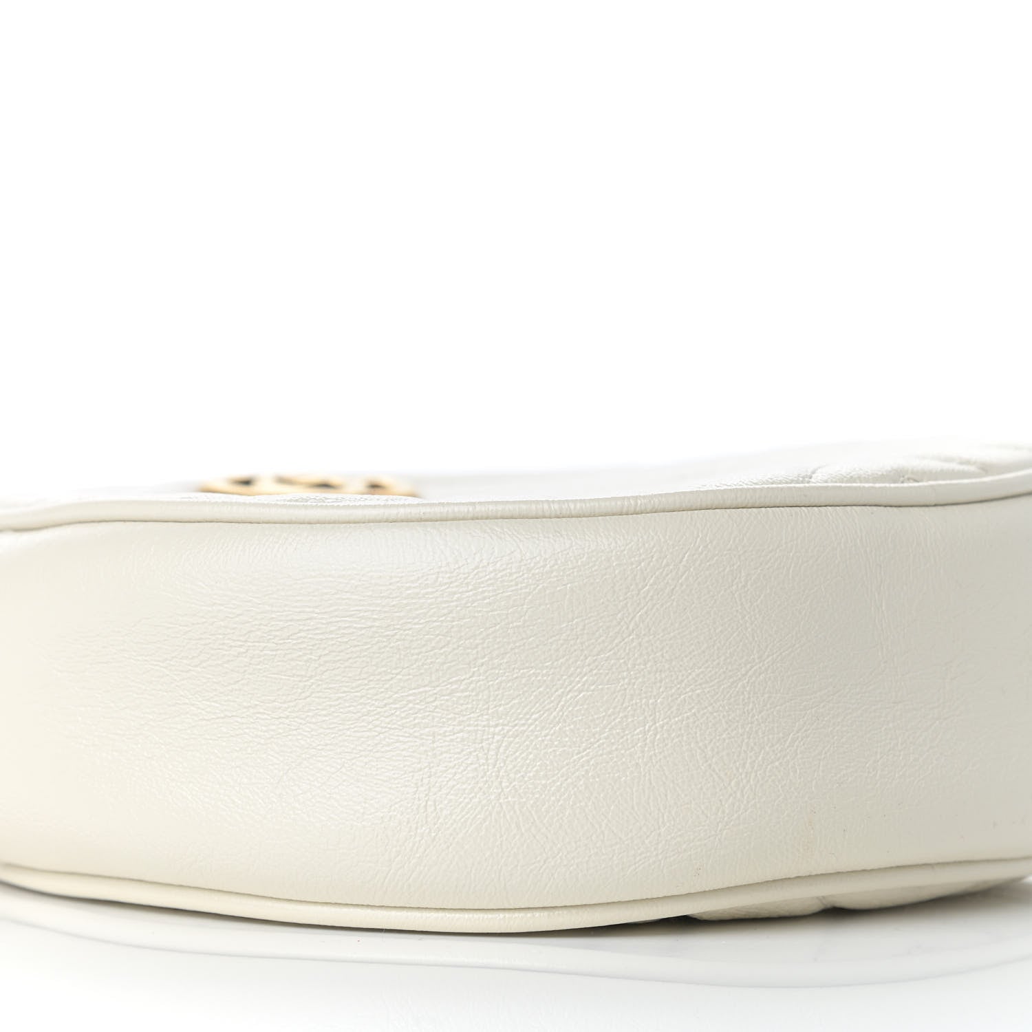 Gucci Calfskin Matelasse Mini GG Marmont Round Shoulder Bag White 9 of 11