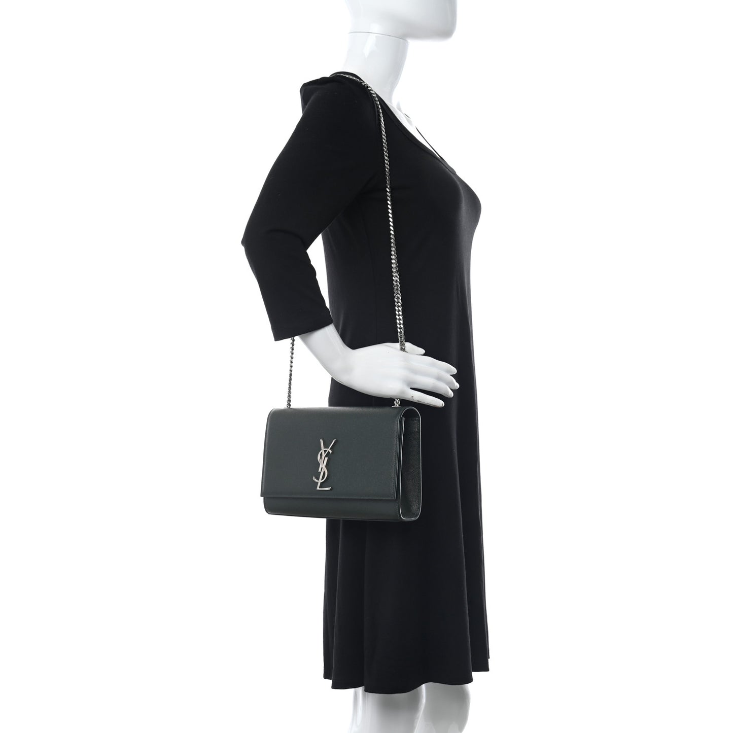 Grain De Poudre Medium Monogram Kate Satchel Vert Fonce