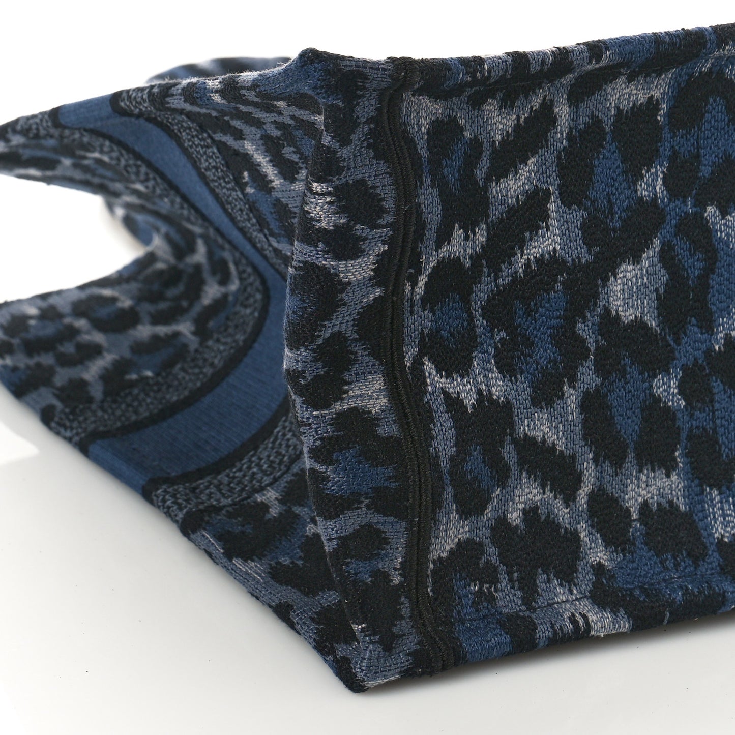 Canvas Mizza Embroidered Medium Leopard Book Tote Blue