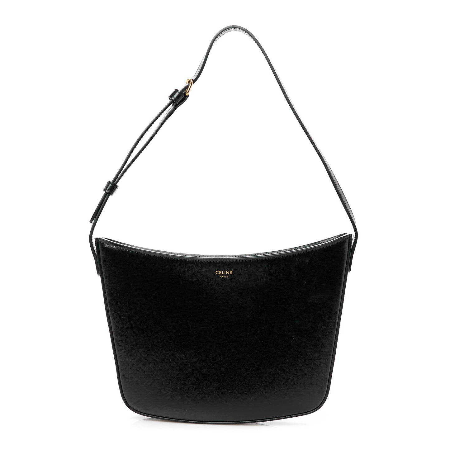 Shiny Calfskin Medium Croque Bag Black