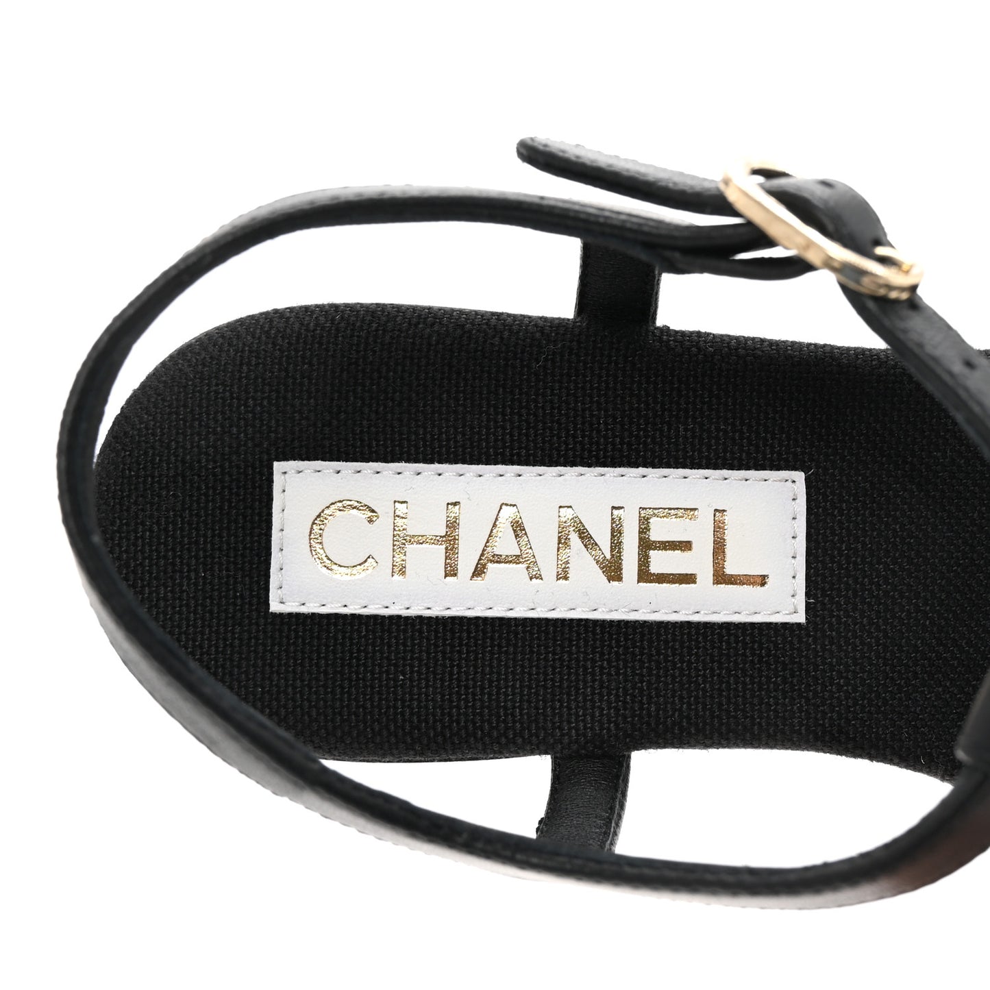 Lambskin CC Logo Thong Sandals 36 Black
