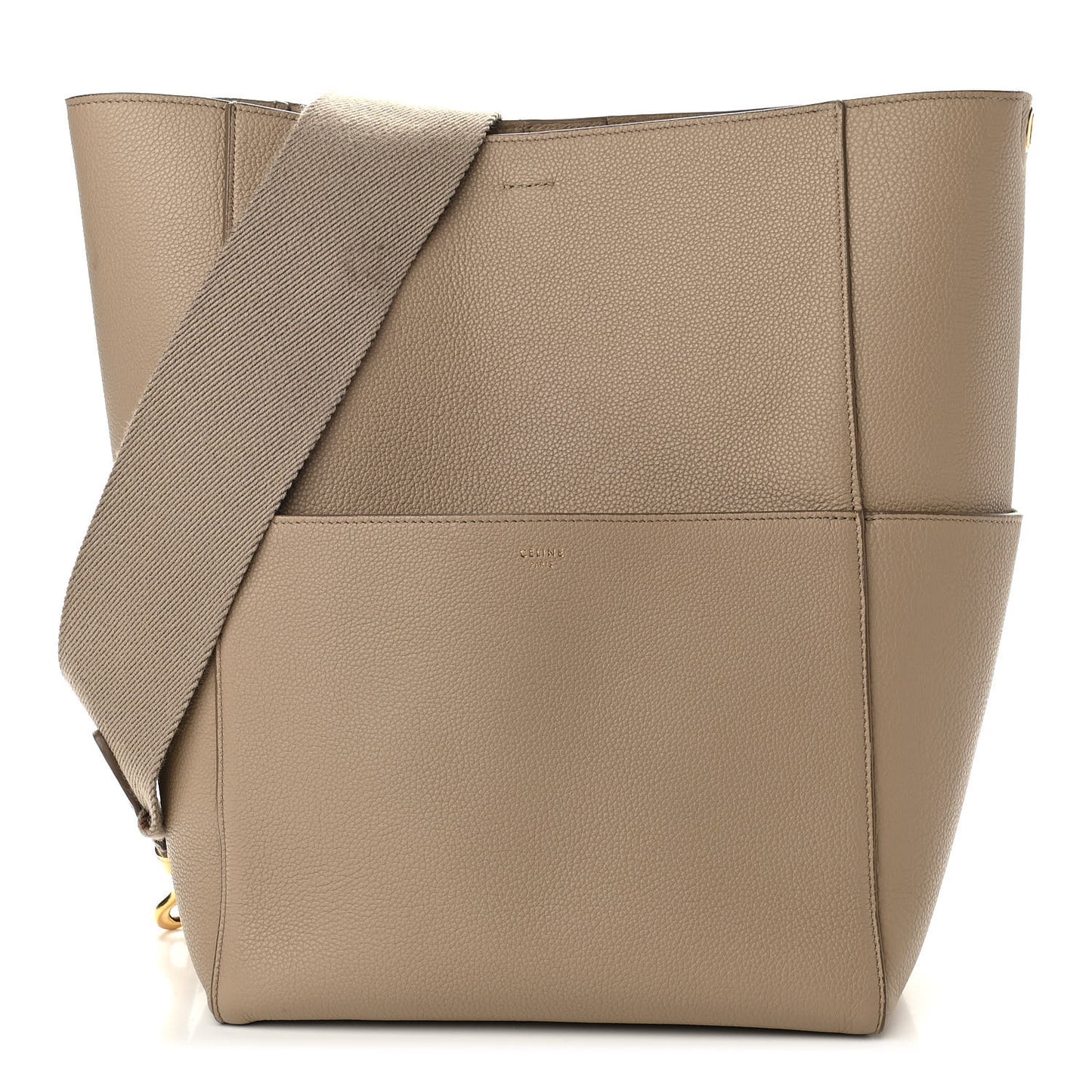 Soft Grained Calfskin Sangle Bucket Bag Dune