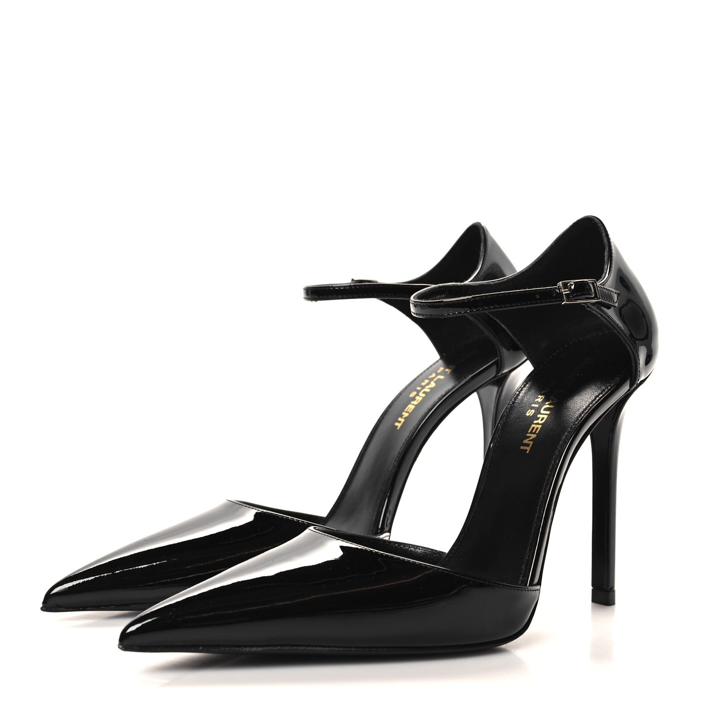 Patent Avenue 110 Ankle Strap Pointed Pumps 36 Black