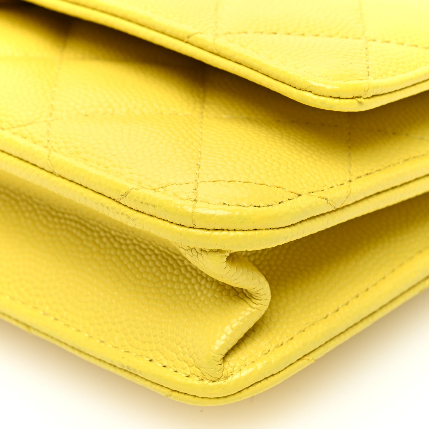 Caviar Quilted Wallet on Chain WOC Yellow