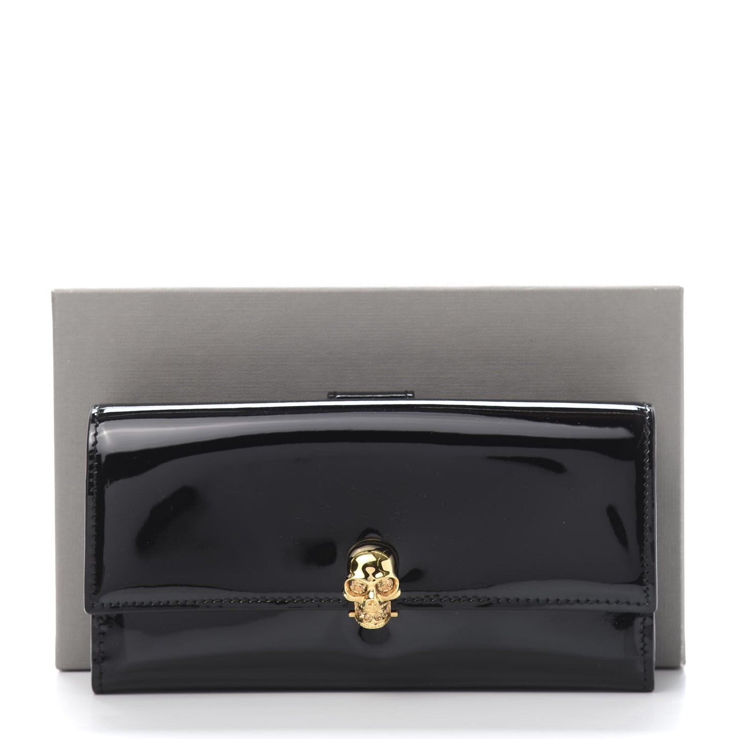 Patent Skull Continental Wallet Black