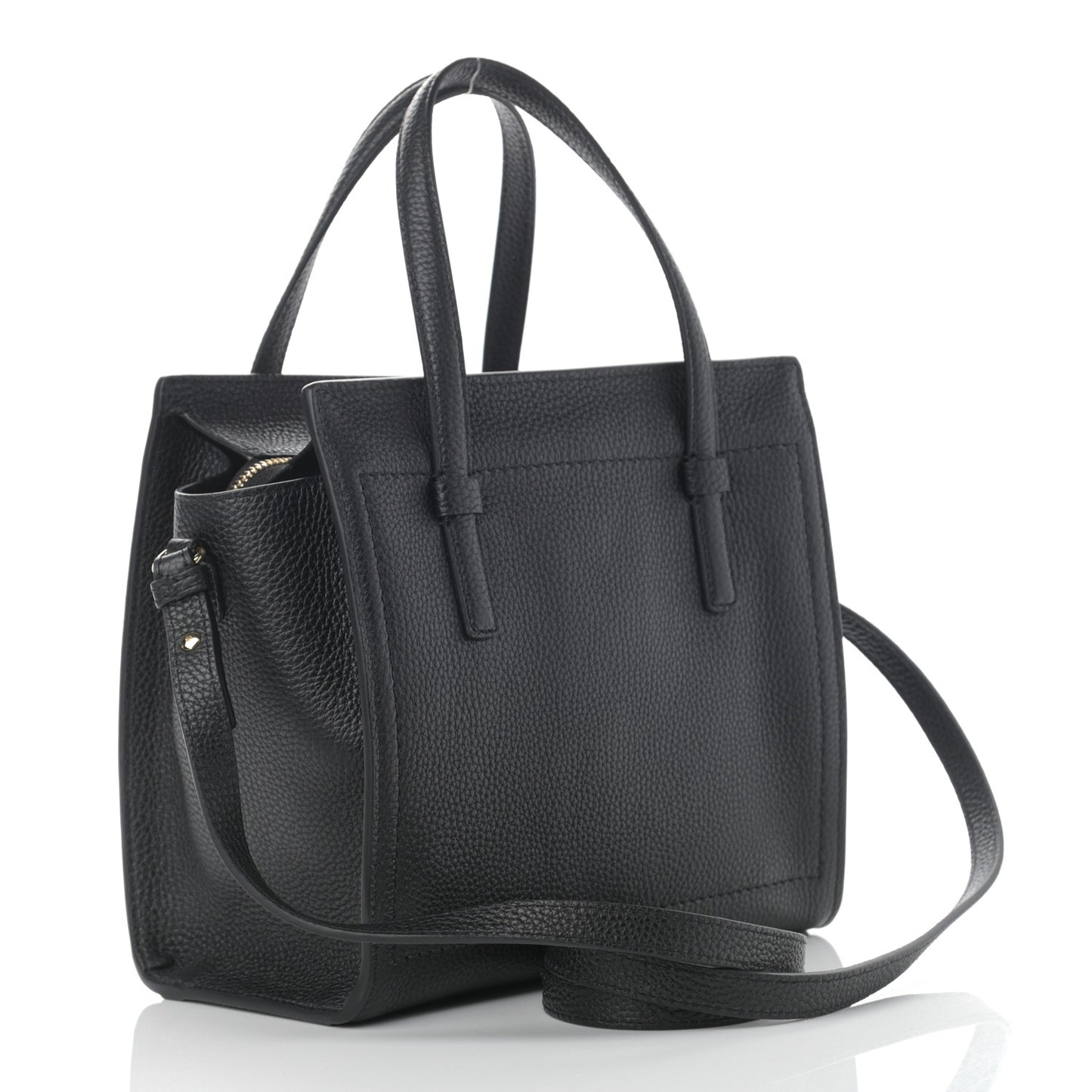 Hammered Calfskin Double Handle Small Amy Tote Black