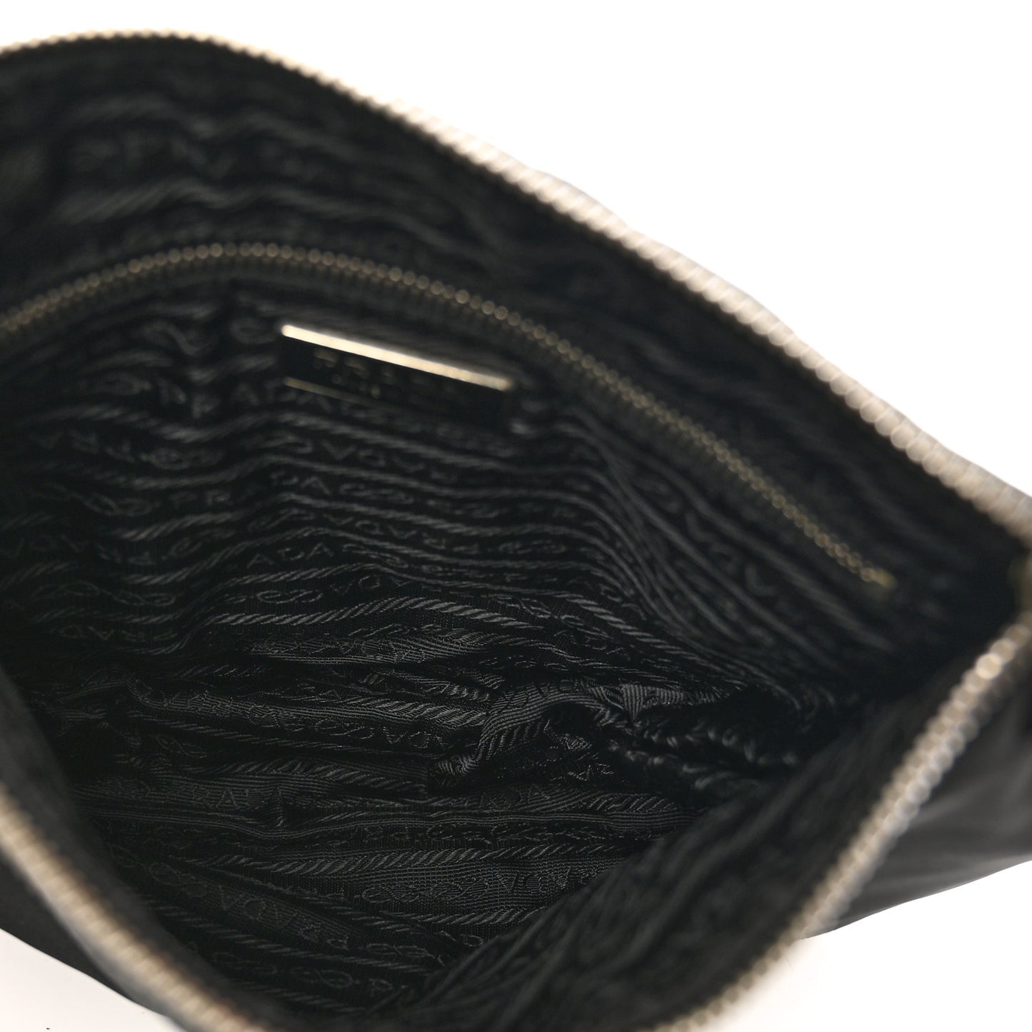 Tessuto Nylon Calfskin Flat Messenger Bag Black