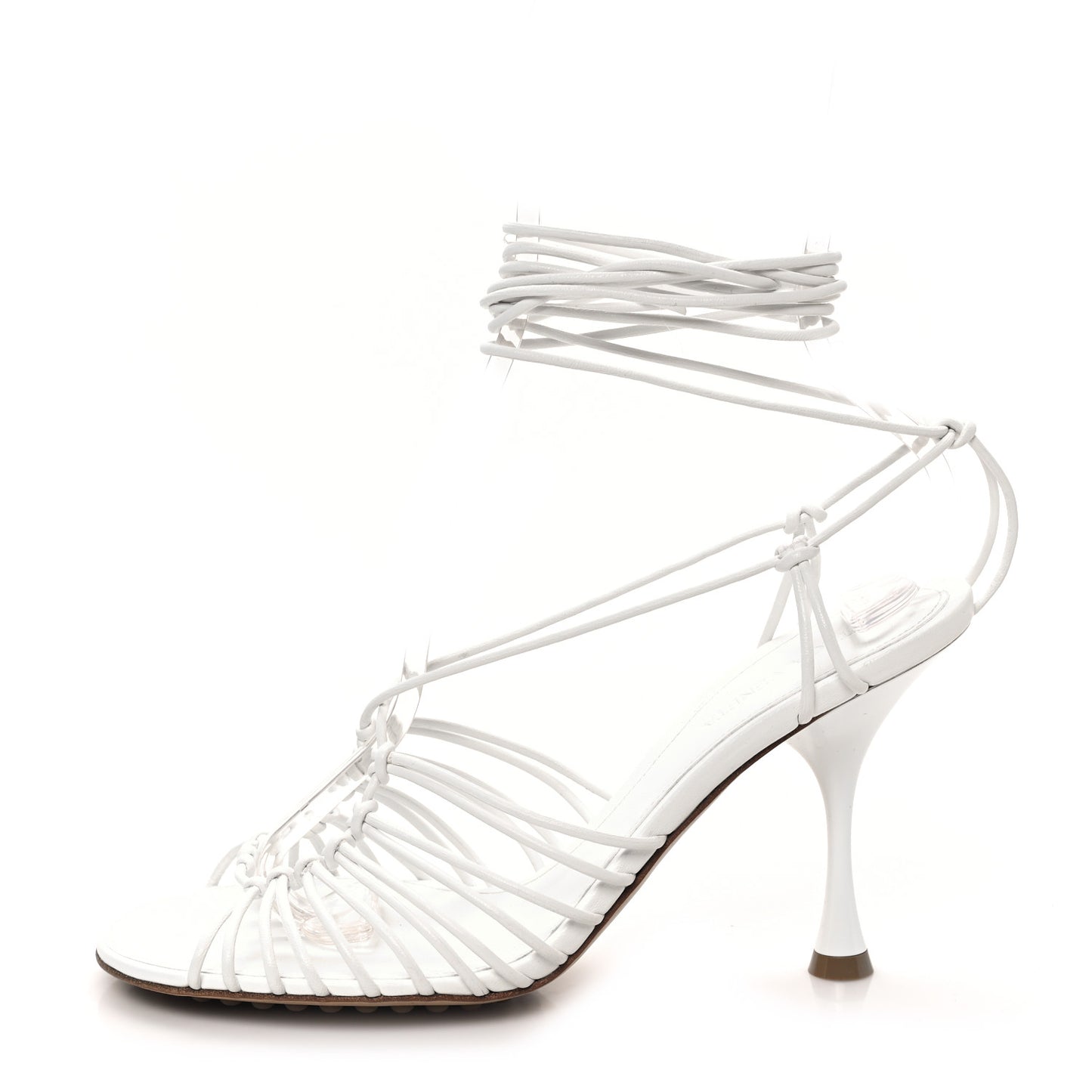 Nappa Dot Ankle Tie Sandals 37 White