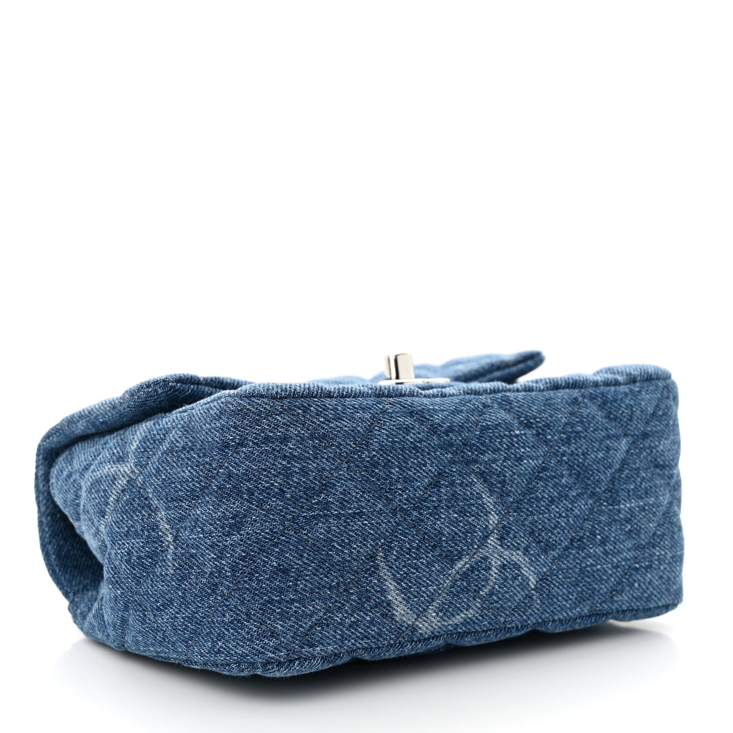 Denim CC Quilted Mini Square Flap Blue