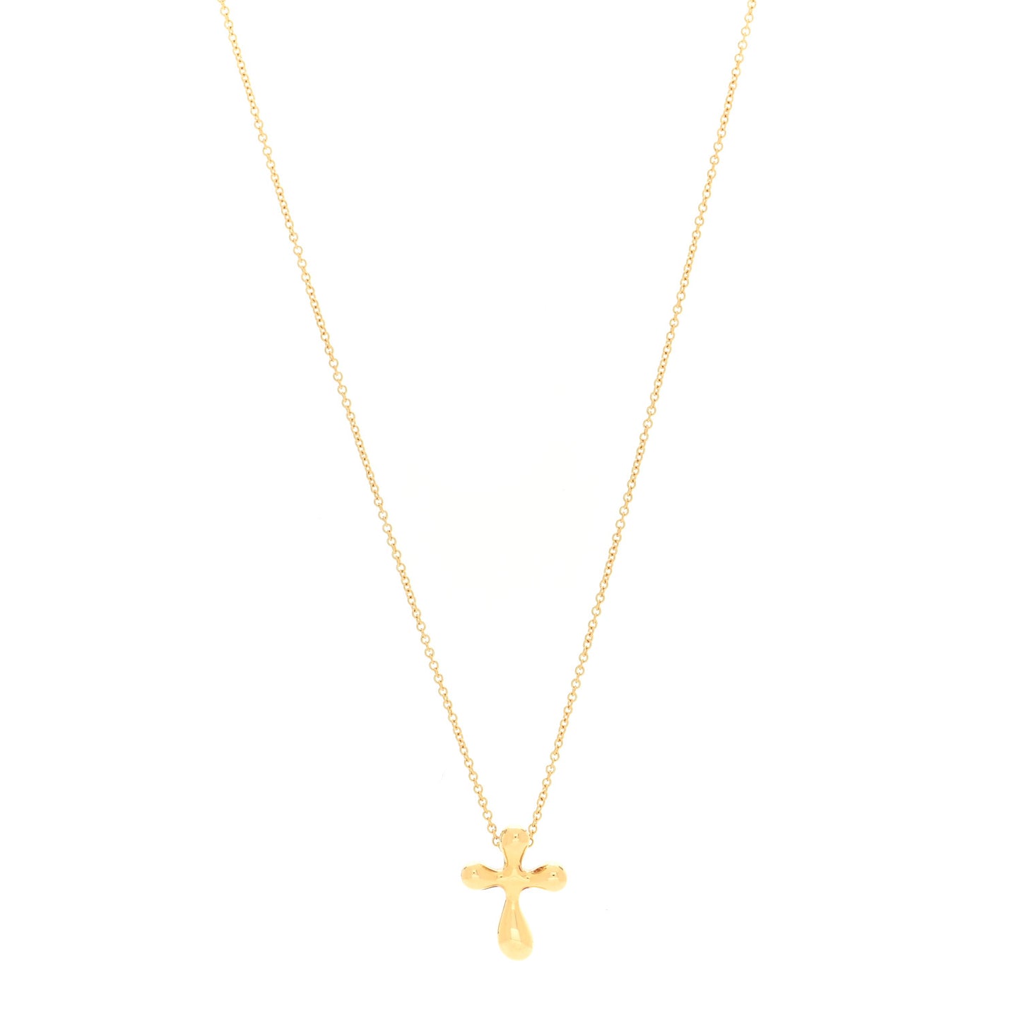 18K Yellow Gold 12mm Elsa Peretti Cross Pendant Necklace