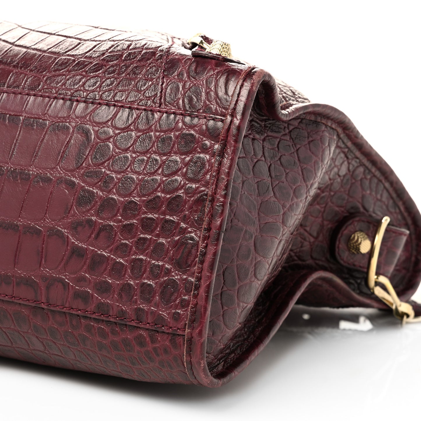 Calfskin Crocodile Embossed Giant 12 Gold Hardware City Violet Prune