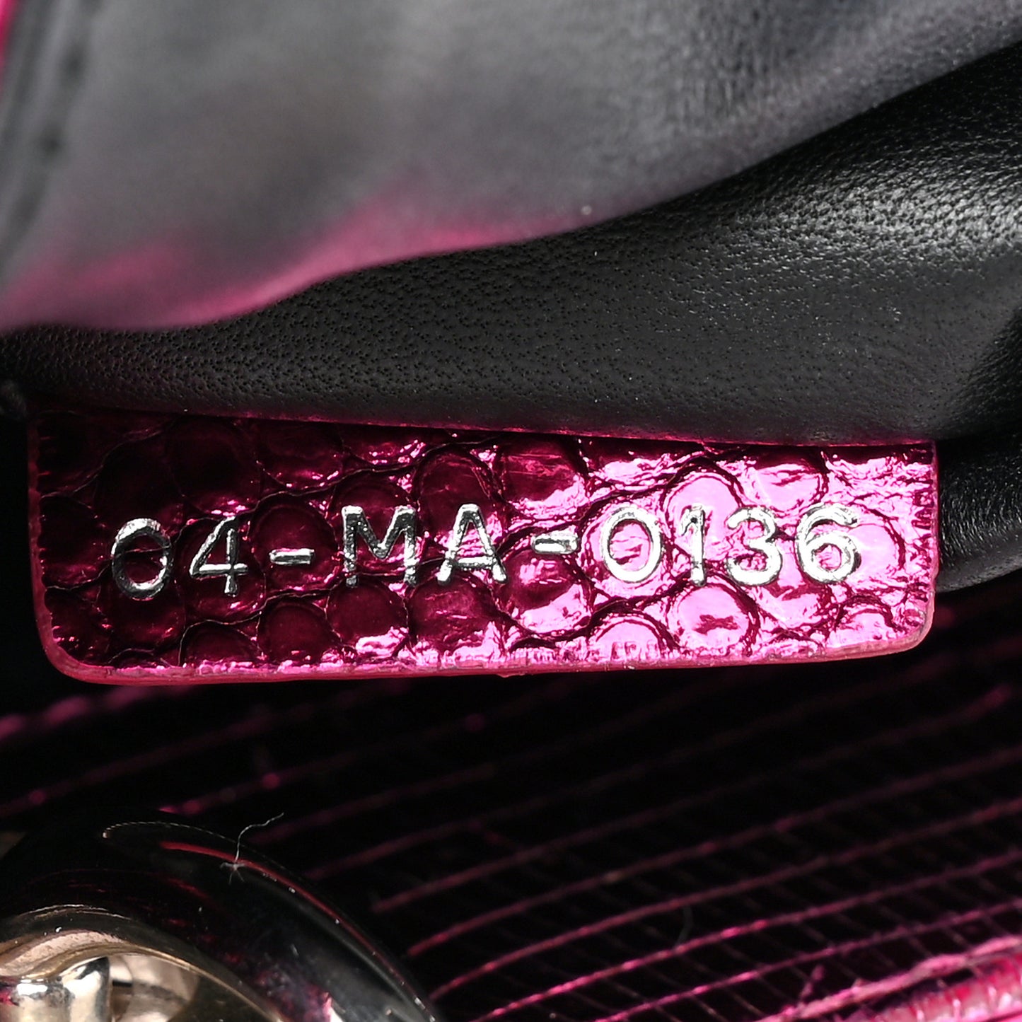 Metallic Lizard Mini Lady Dior Fuchsia