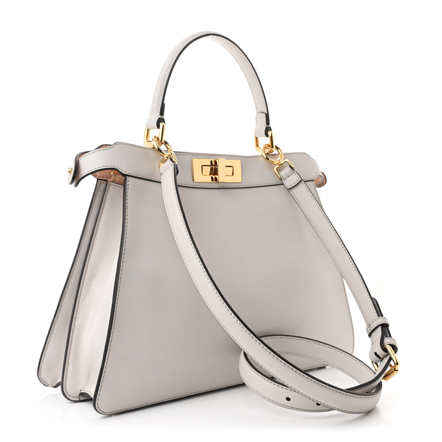 Fendi Vitello Seta Shiny Nappa Medium Peekaboo I SEE U Satchel  Ghiaia Light Rose 4 of 14
